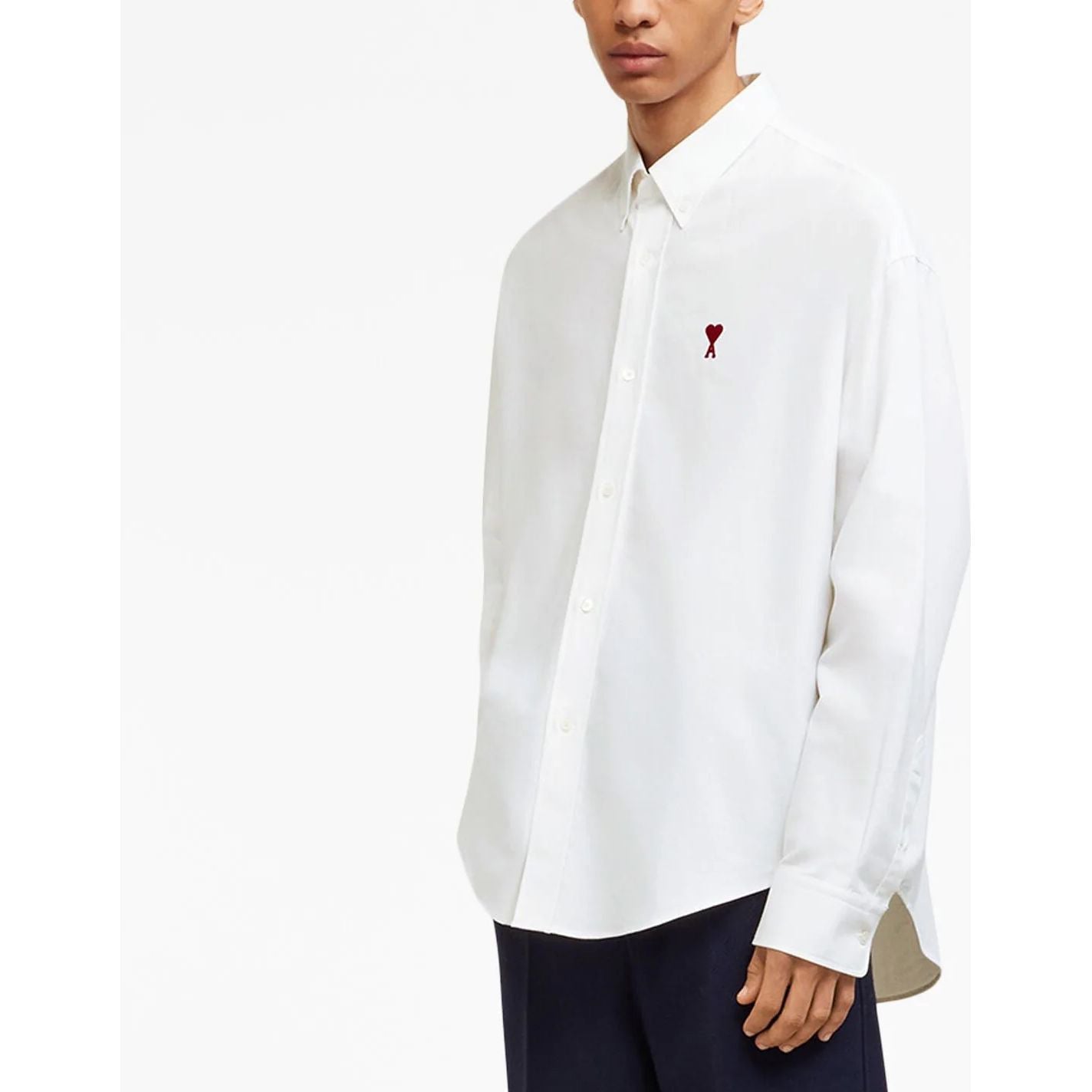 AMI PARIS vyriški/moteriški balti marškinėliai Boxy fit shirt