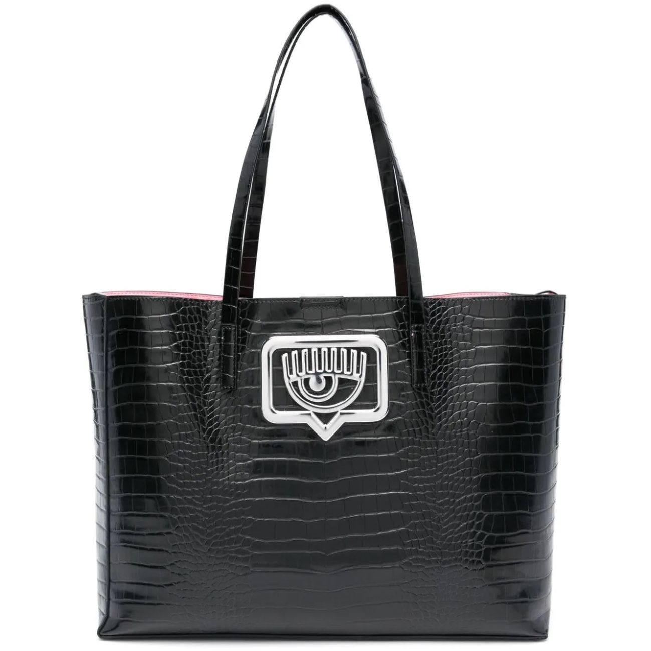 CHIARA FERRAGNI moteriška juoda rankinė Eyelike buckle  shopping bag