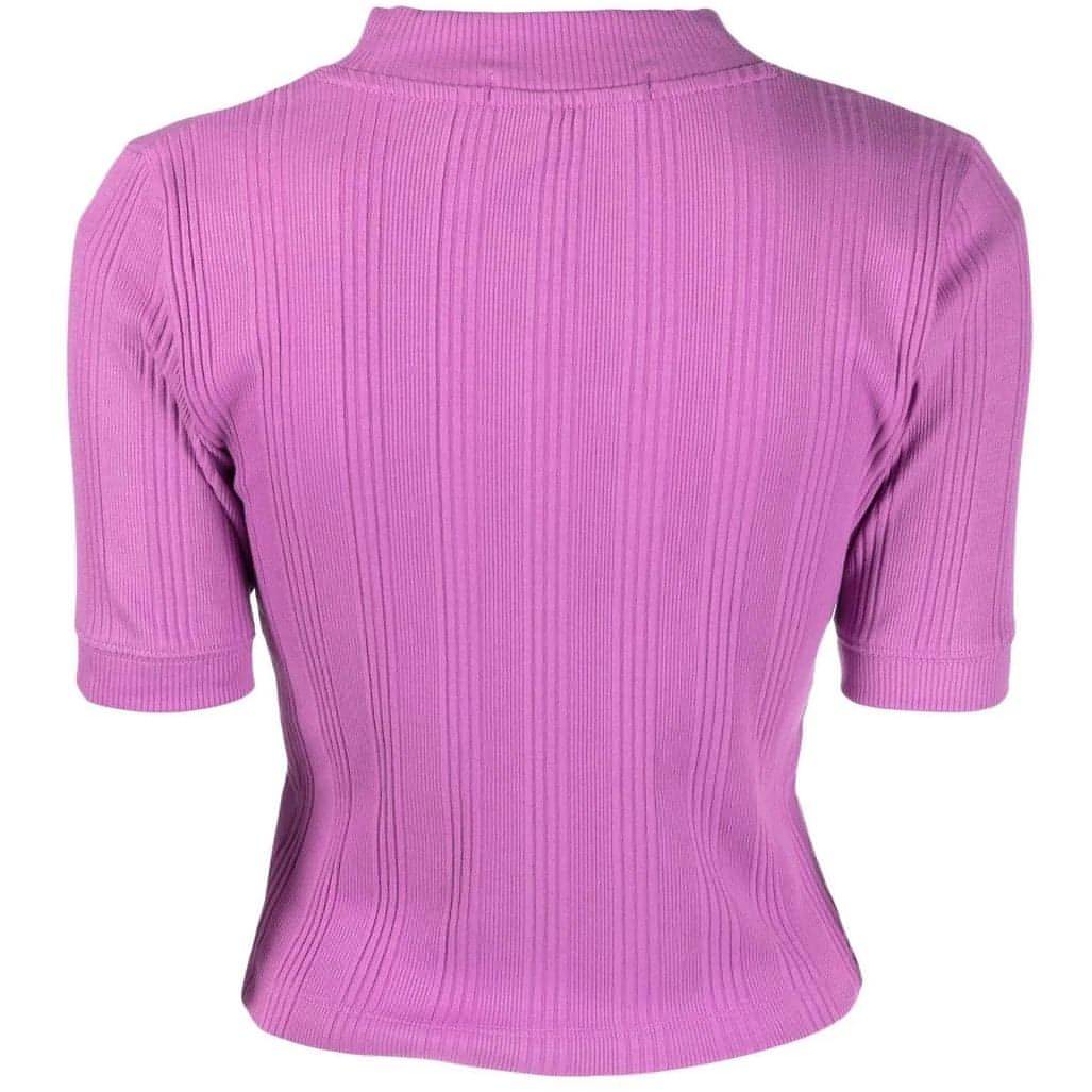 CALVIN KLEIN JEANS moteriški violetiniai marškinėliai Badge short sleeve slim tee
