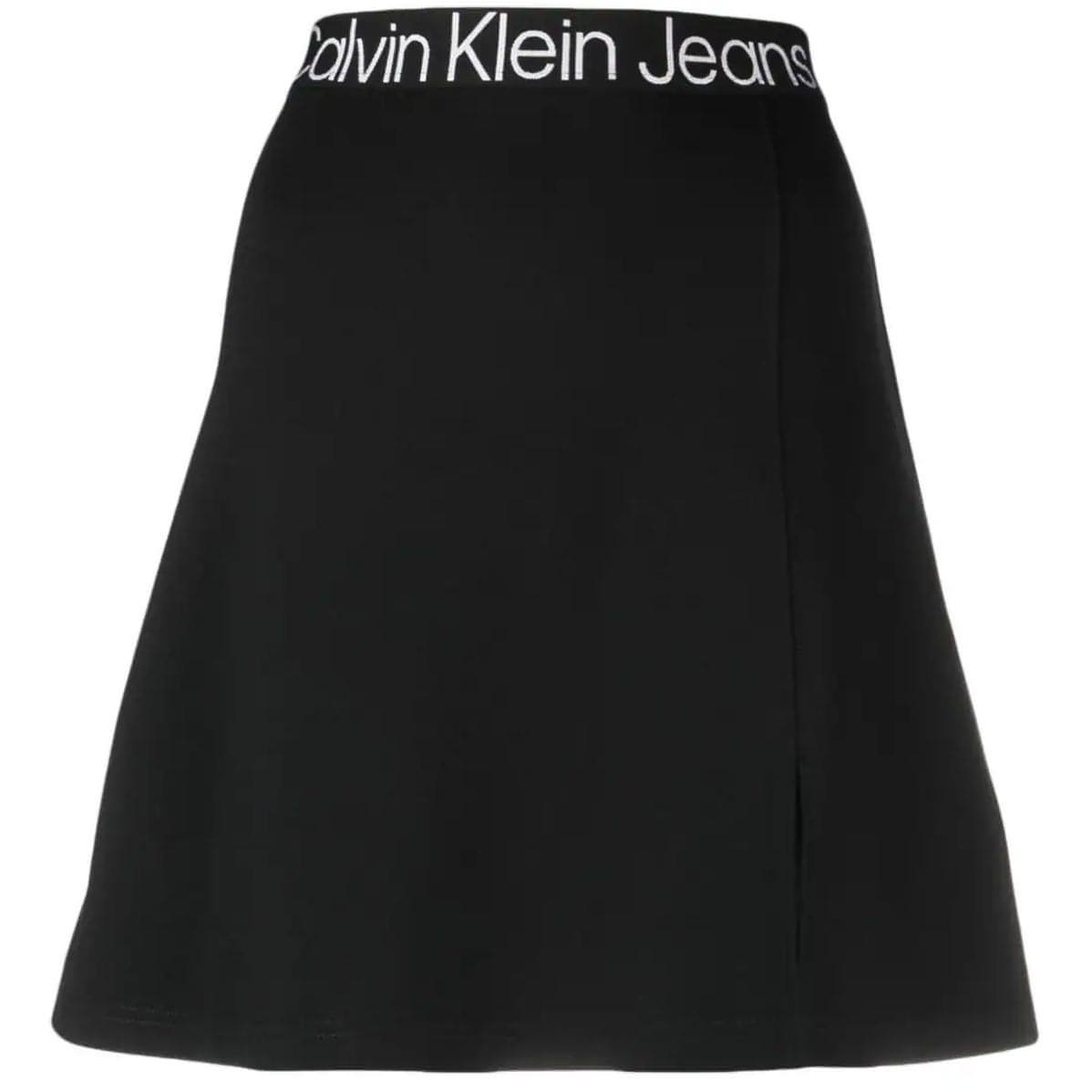 CALVIN KLEIN JEANS moteriškas juodas sijonas Logo waistband milano skirt