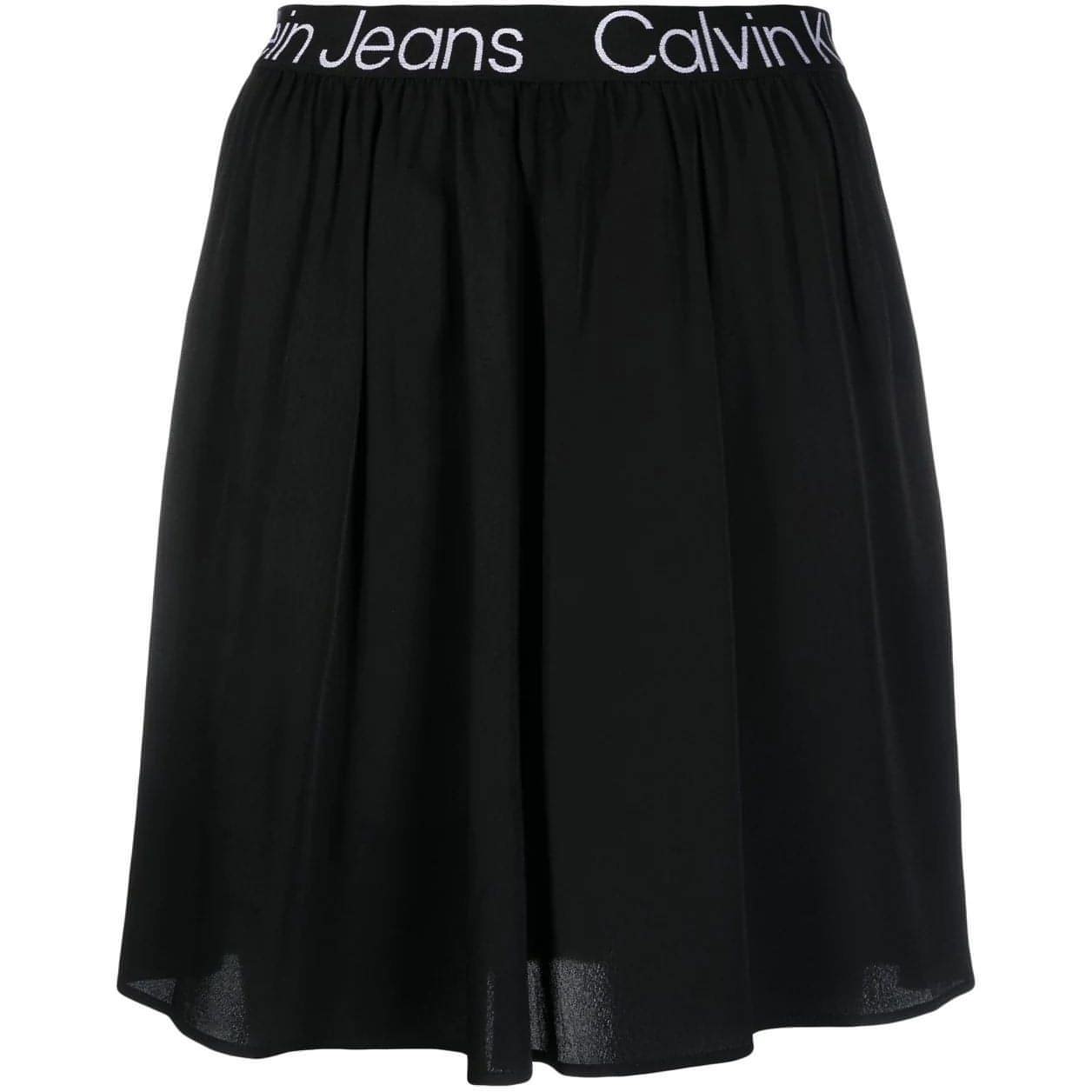 CALVIN KLEIN JEANS moteriškas juodas sijonas Logo elastic mini skirt