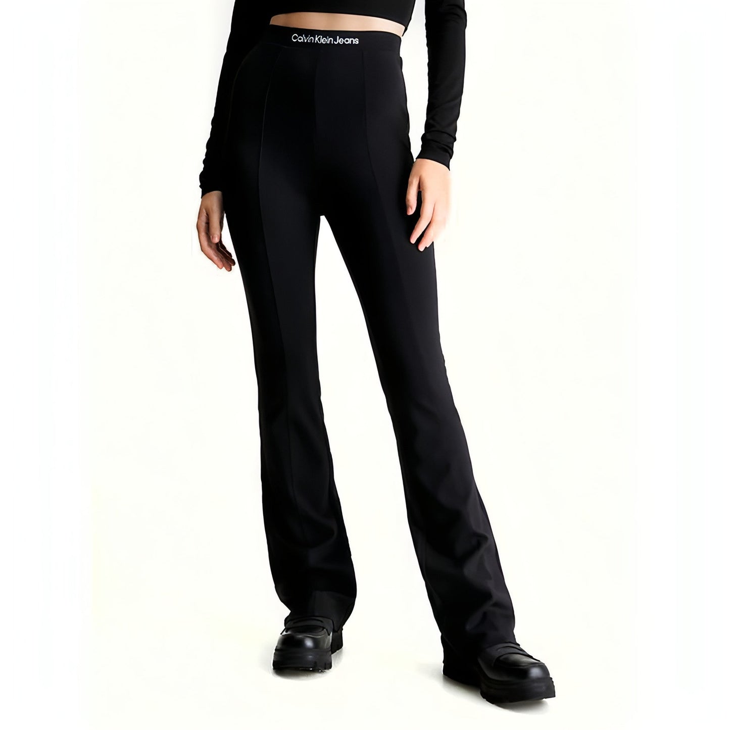 CALVIN KLEIN JEANS moteriškos juodos kelnės Logo elastic milano legging