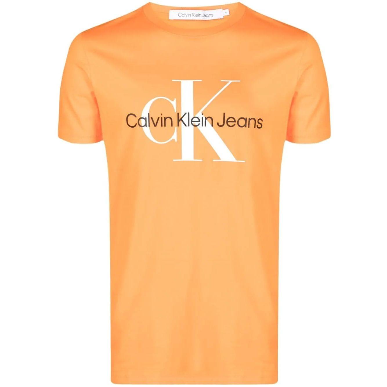 CALVIN KLEIN JEANS vyriški oranžiniai marškinėliai Seasonal monologo tee