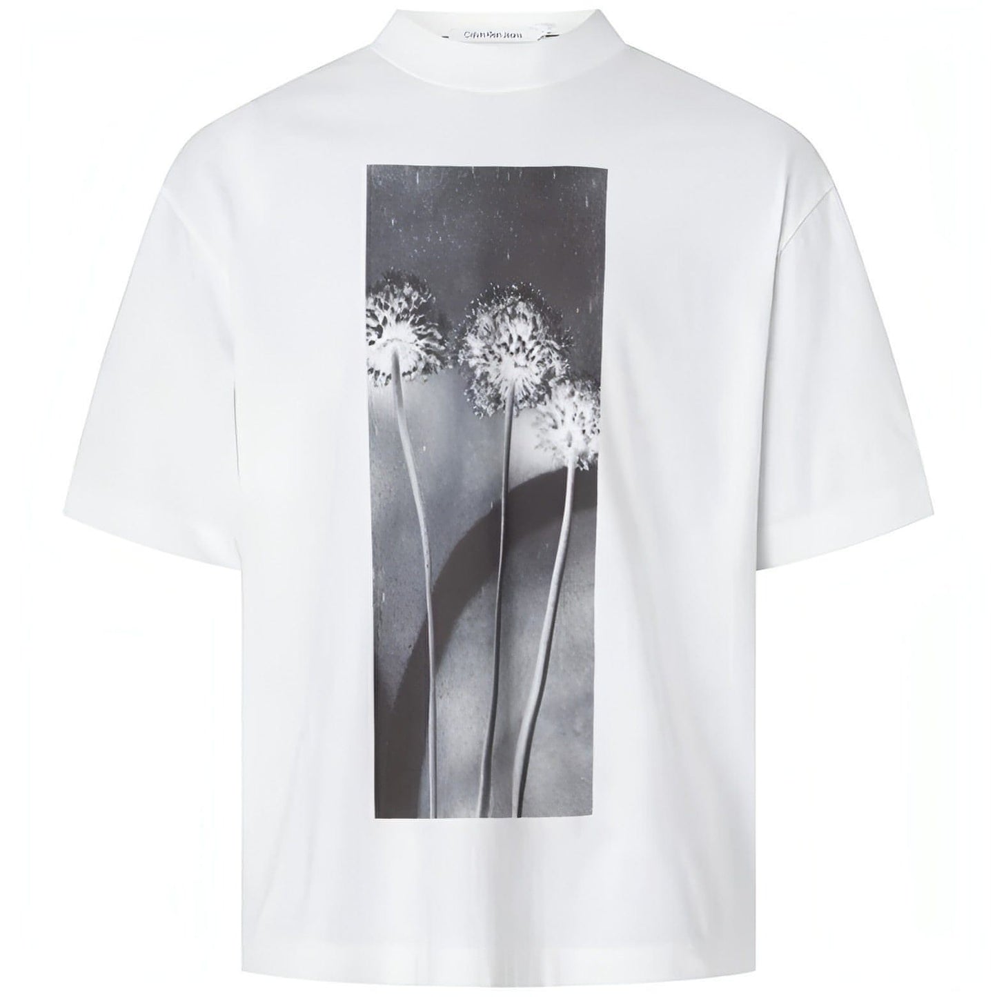 CALVIN KLEIN JEANS vyriški balti marškinėliai Flower graphic tee