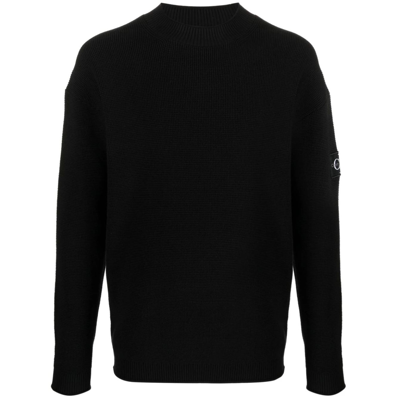 CALVIN KLEIN JEANS vyriškas juodas megztinis Badge relaxed sweater
