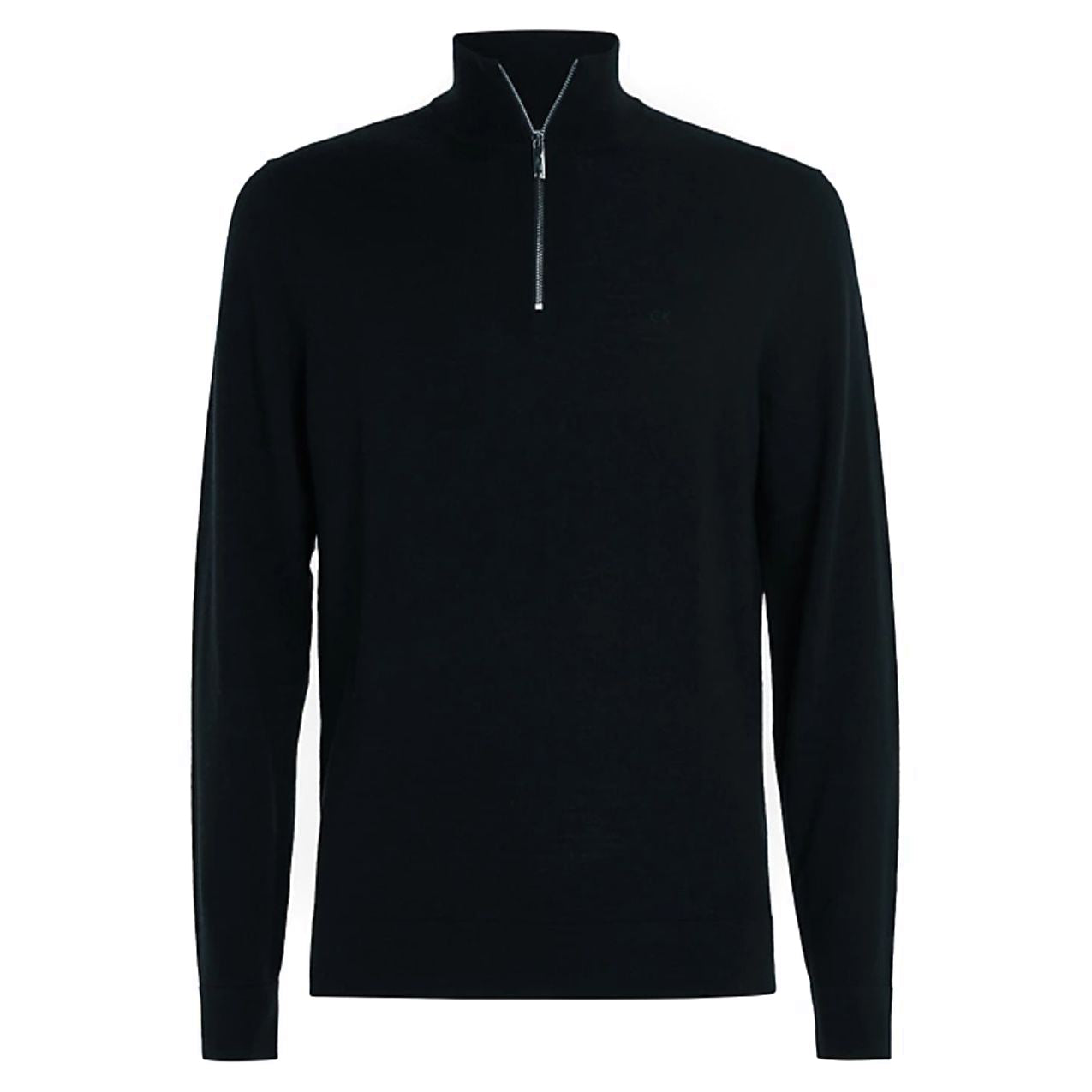 CALVIN KLEIN vyriškas juodas megztinis Merino quarter zip