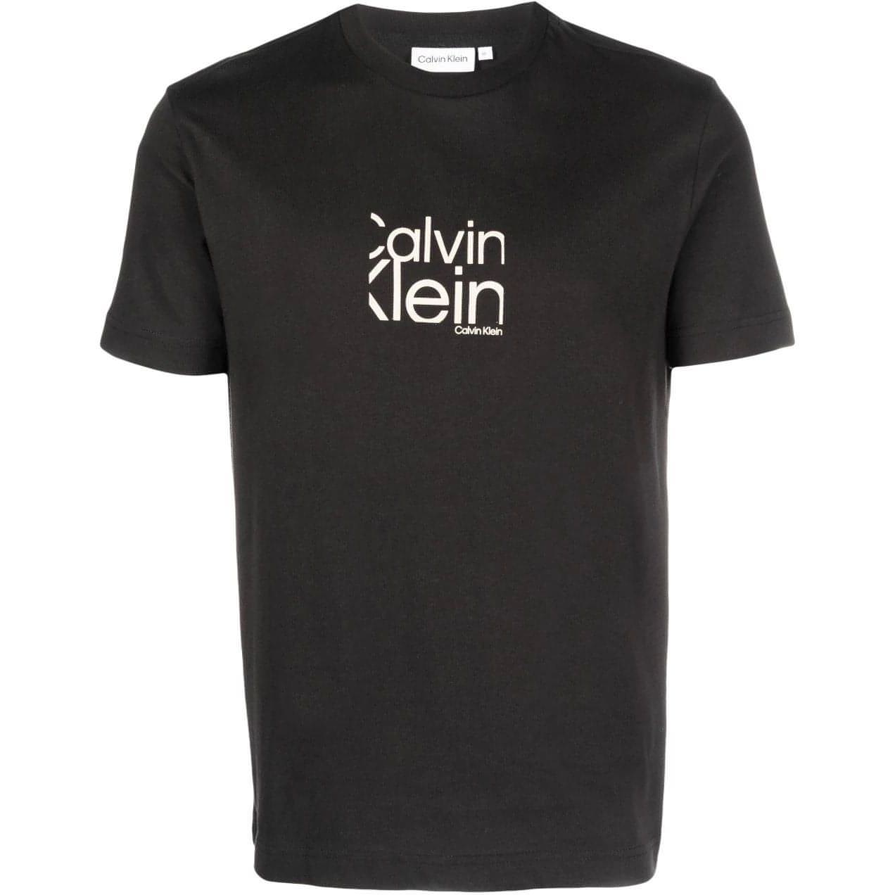 CALVIN KLEIN vyriški juodi marškinėliai Matte front logo t-shirt