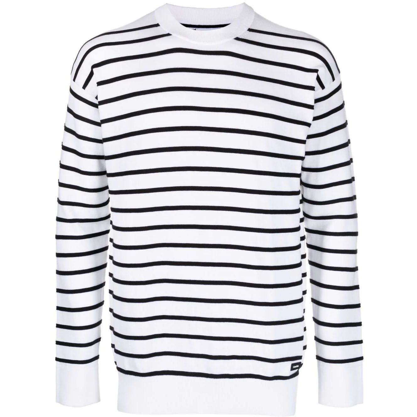 CALVIN KLEIN vyriškas šviesus megztinis Striped comfort sweater