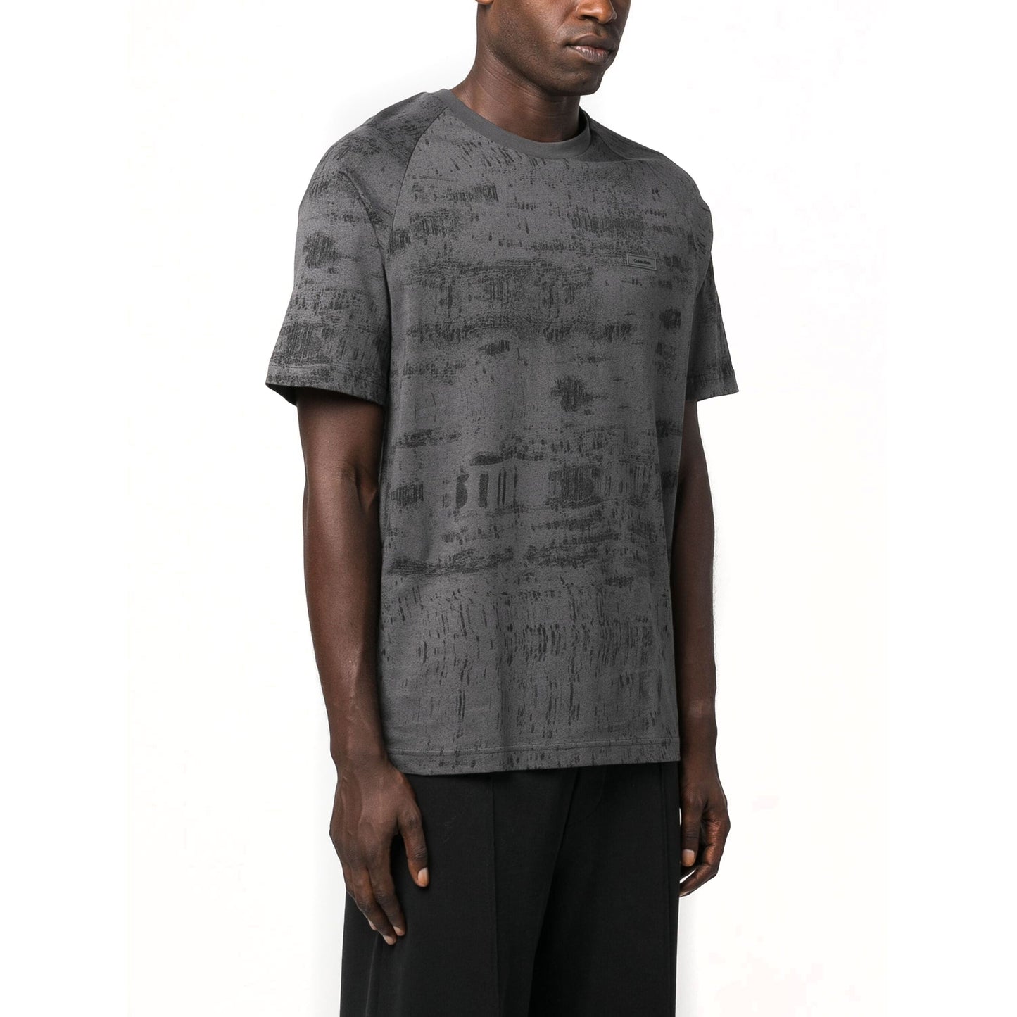 CALVIN KLEIN vyriški pilki marškinėliai Concrete aop t-shirt