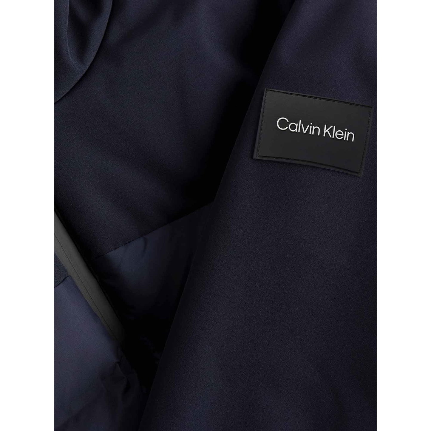 CALVIN KLEIN vyriška mėlyna šilta striukė Mix media quilt jacket hood