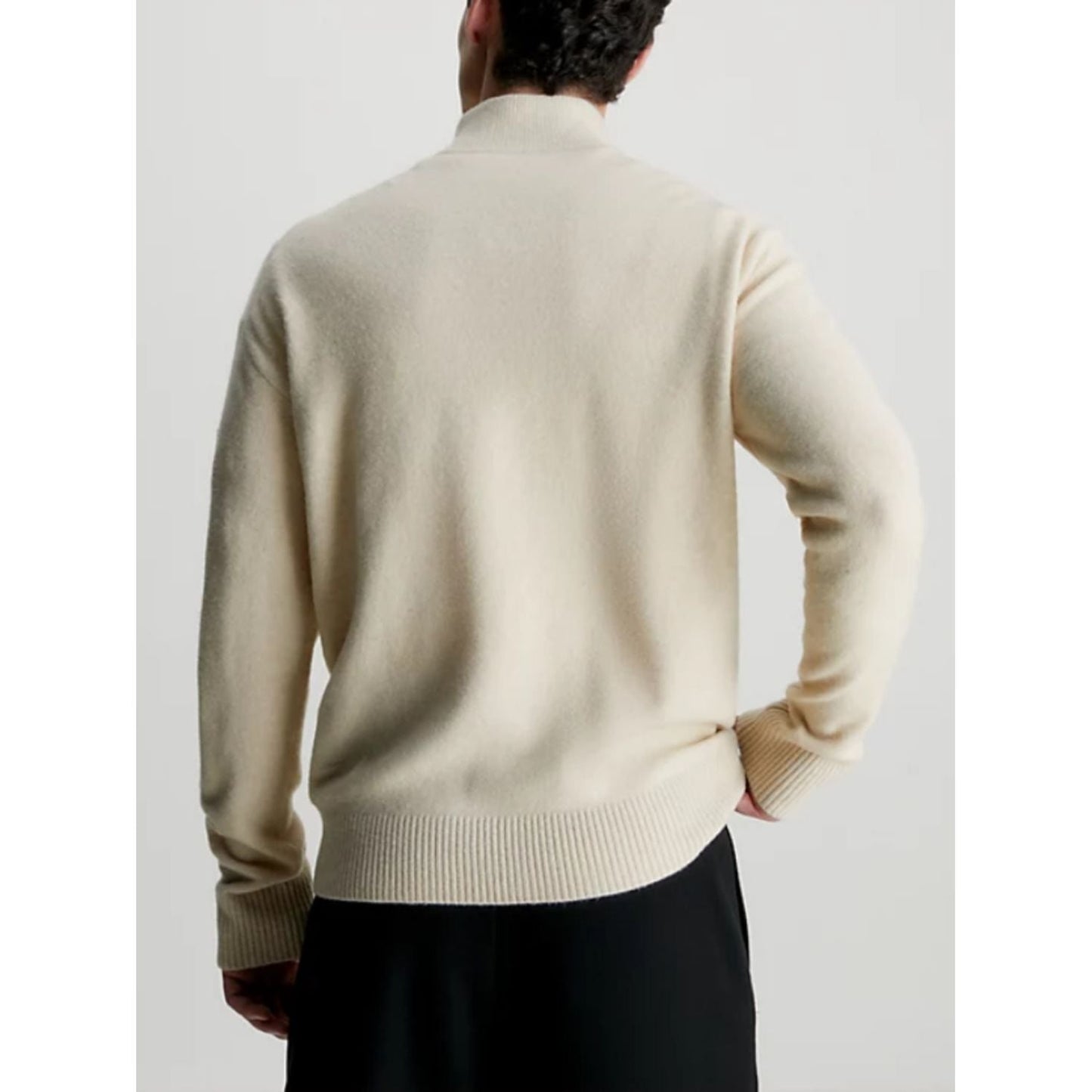 CALVIN KLEIN vyriškas pilkas megztinis Lycra blend button quarter zip
