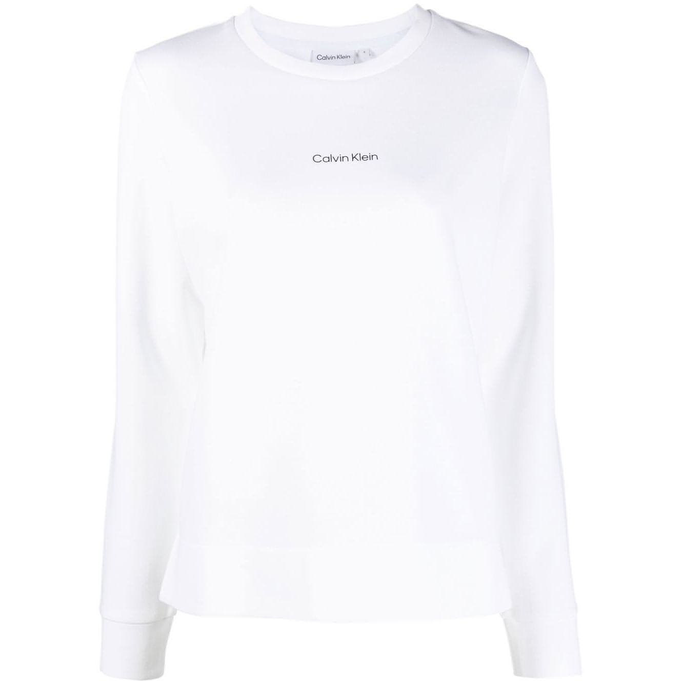 CALVIN KLEIN moteriški balti marškinėliai ilgomis rankovėmis