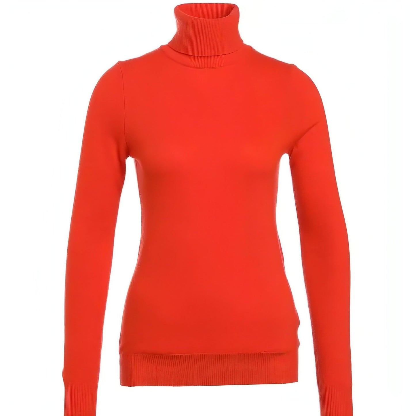 CALVIN KLEIN moteriškas oranžinis vilnonis megztinis aukštu kaklu