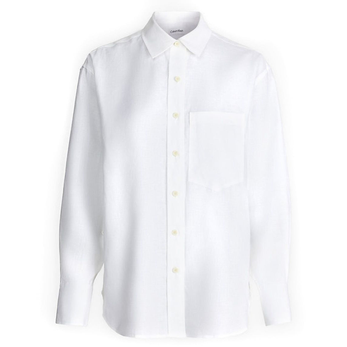 CALVIN KLEIN moteriški balti marškiniai Linen relaxed shirt
