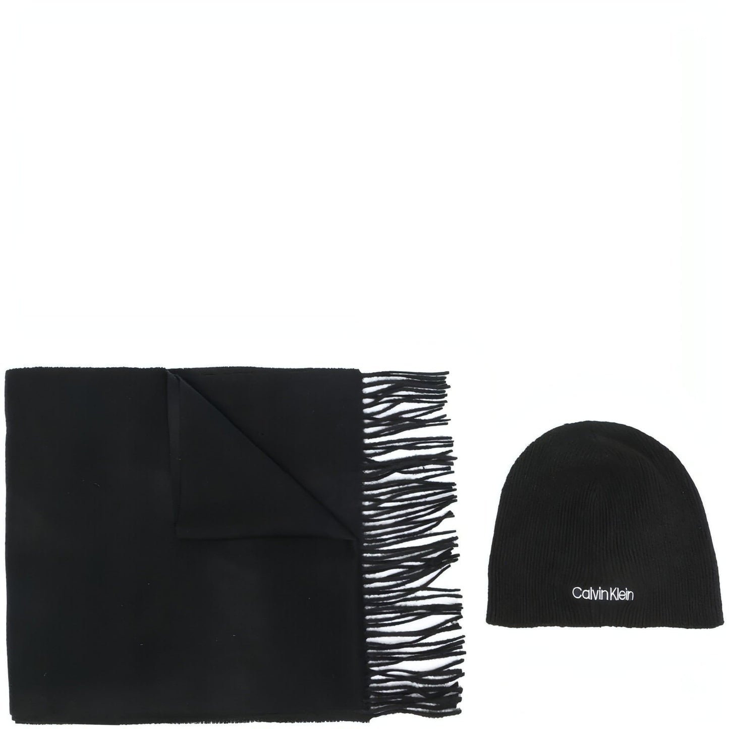 CALVIN KLEIN moteriškas - vyriškas juodas kepurės ir šaliko rinkinys BASIC vilna BEANIE+SCARF