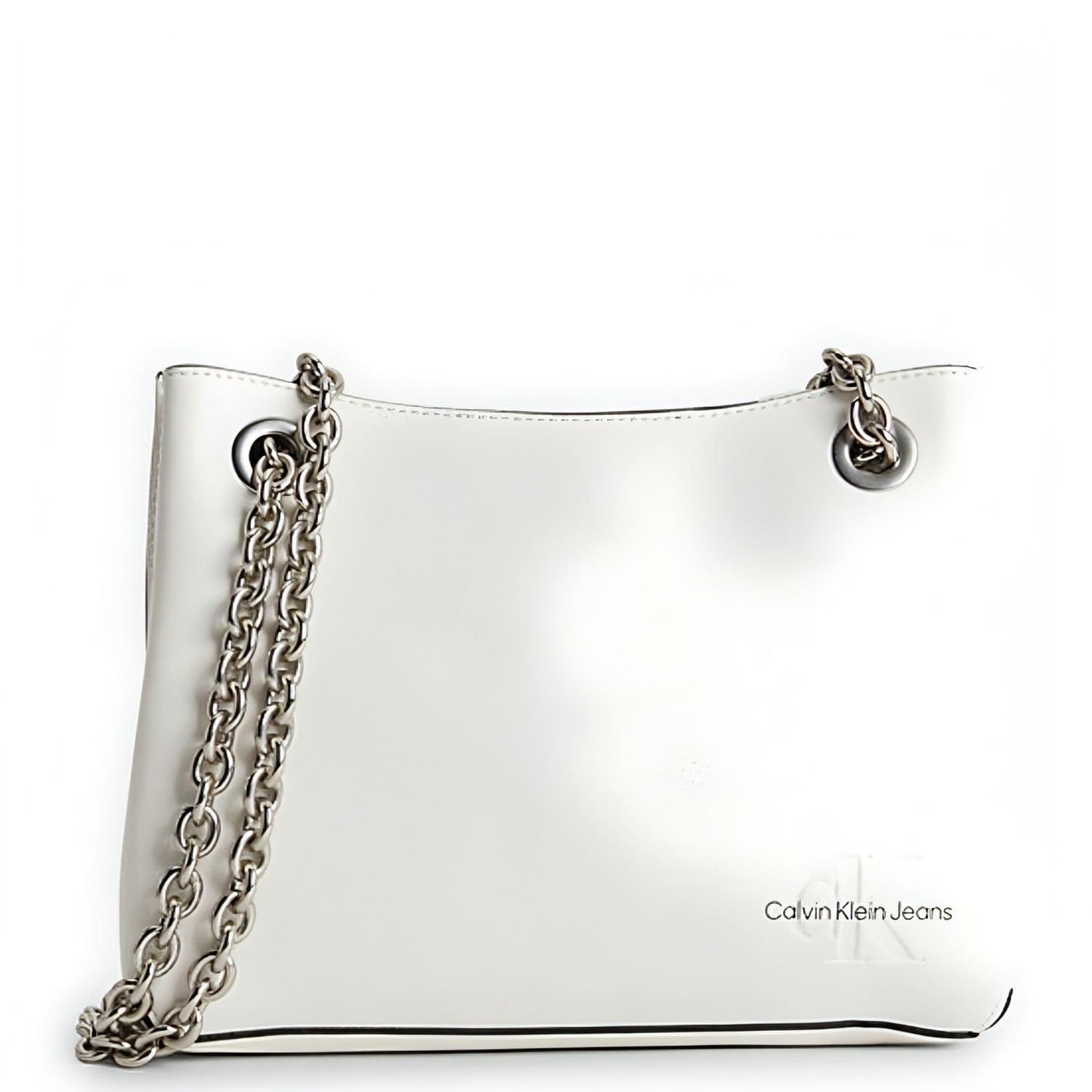 CALVIN KLEIN JEANS moteriška balta rankinė per petį Sculpted shoulder bag chain