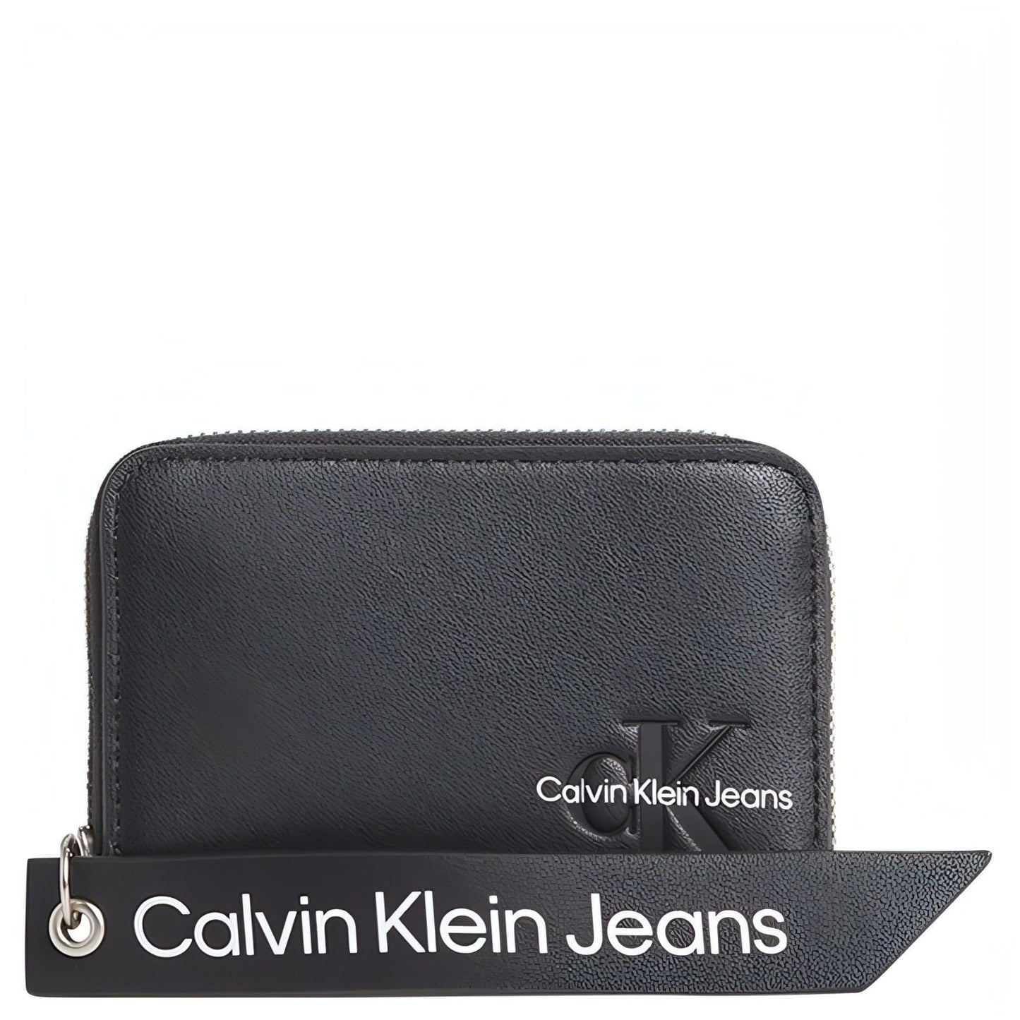 CALVIN KLEIN JEANS moteriška juoda piniginė Sculpted zip around tag wallet