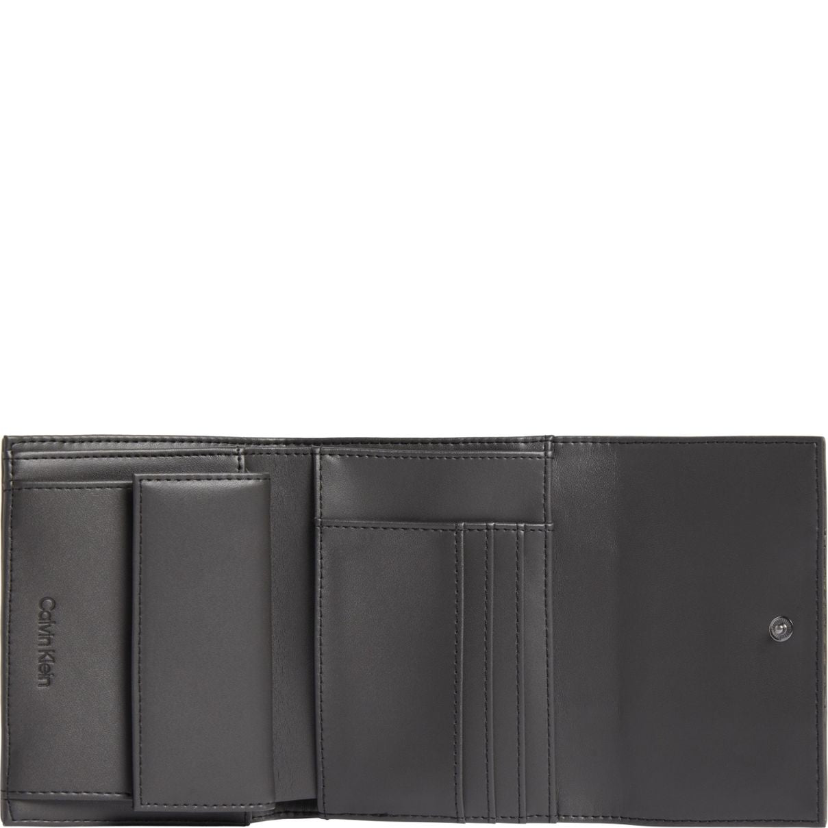 CALVIN KLEIN moteriška juoda piniginė Bar hardware gunmetal wallets