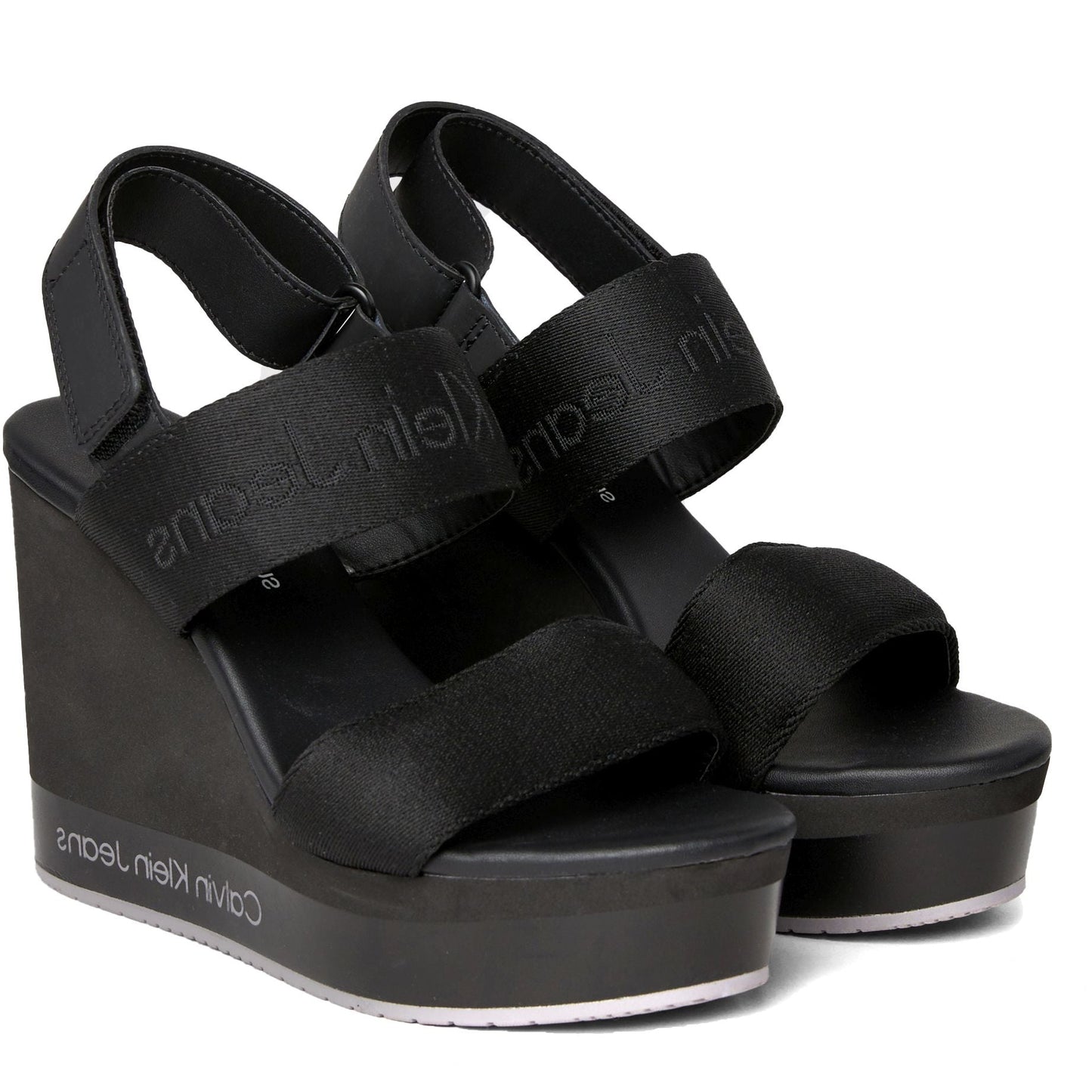 CALVIN KLEIN JEANS basutės moterims, Juoda, Wedge sandal webbing