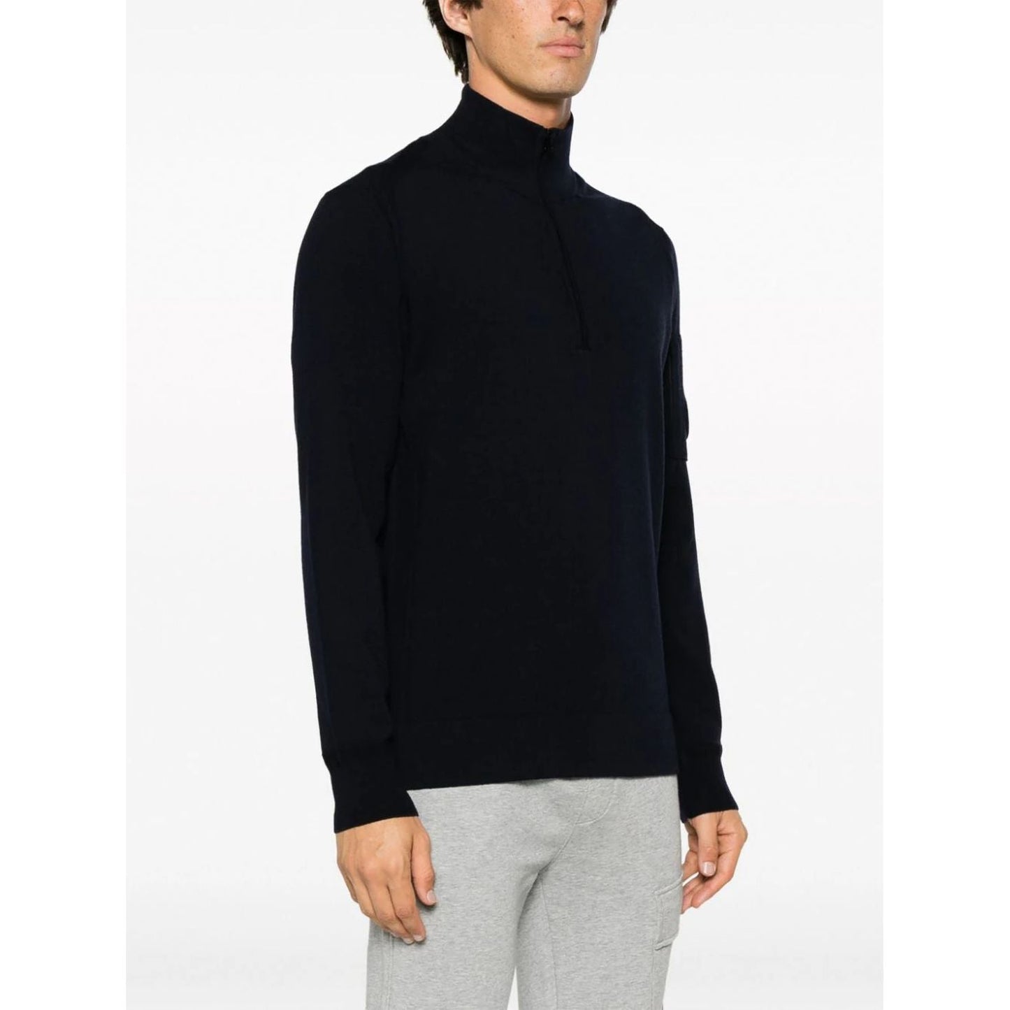 C.P. COMPANY vyriškas pilkas megztinis aukštu kaklu Polo collar sweatshirt