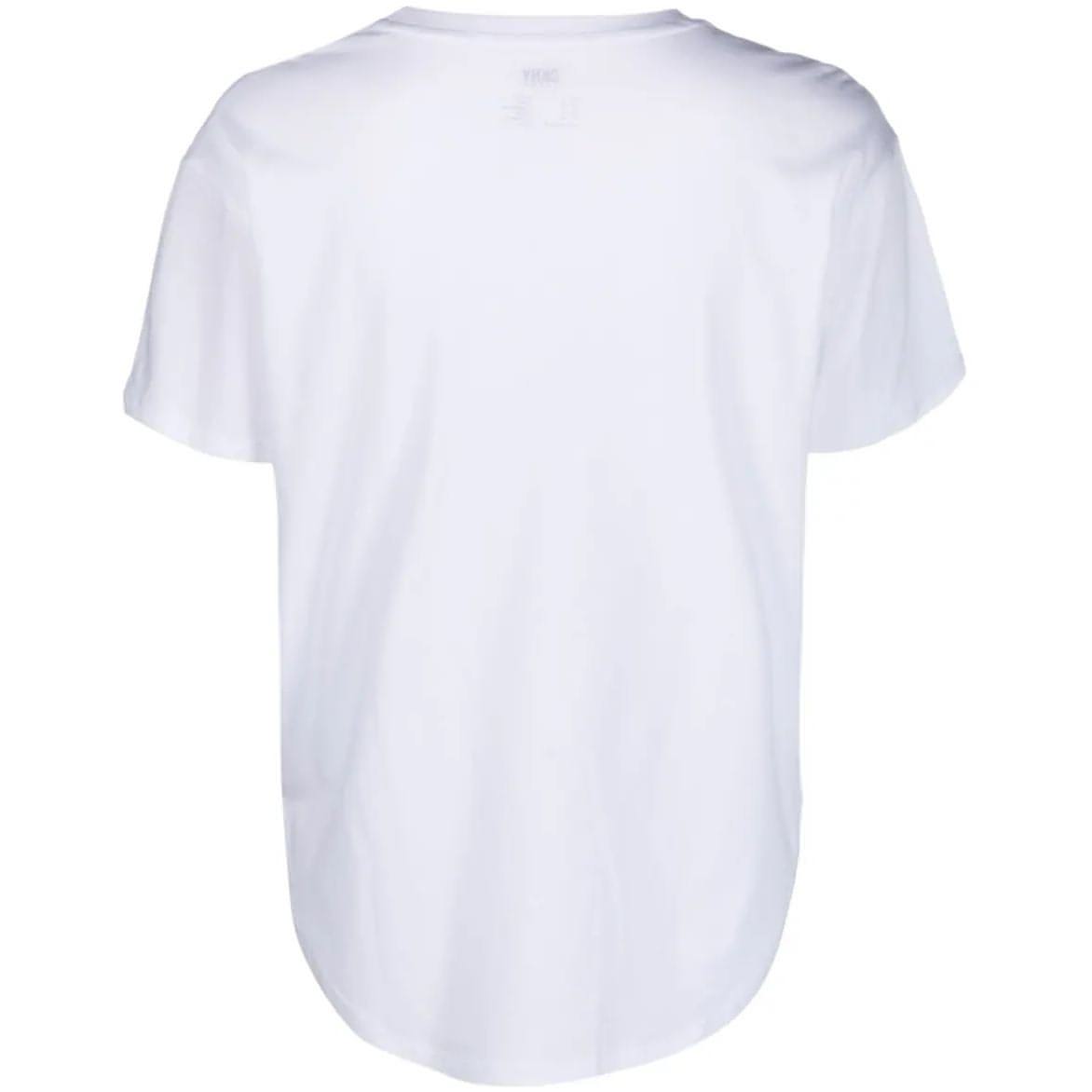DKNY moteriški balti marškinėliai Round hem logo t-shirt