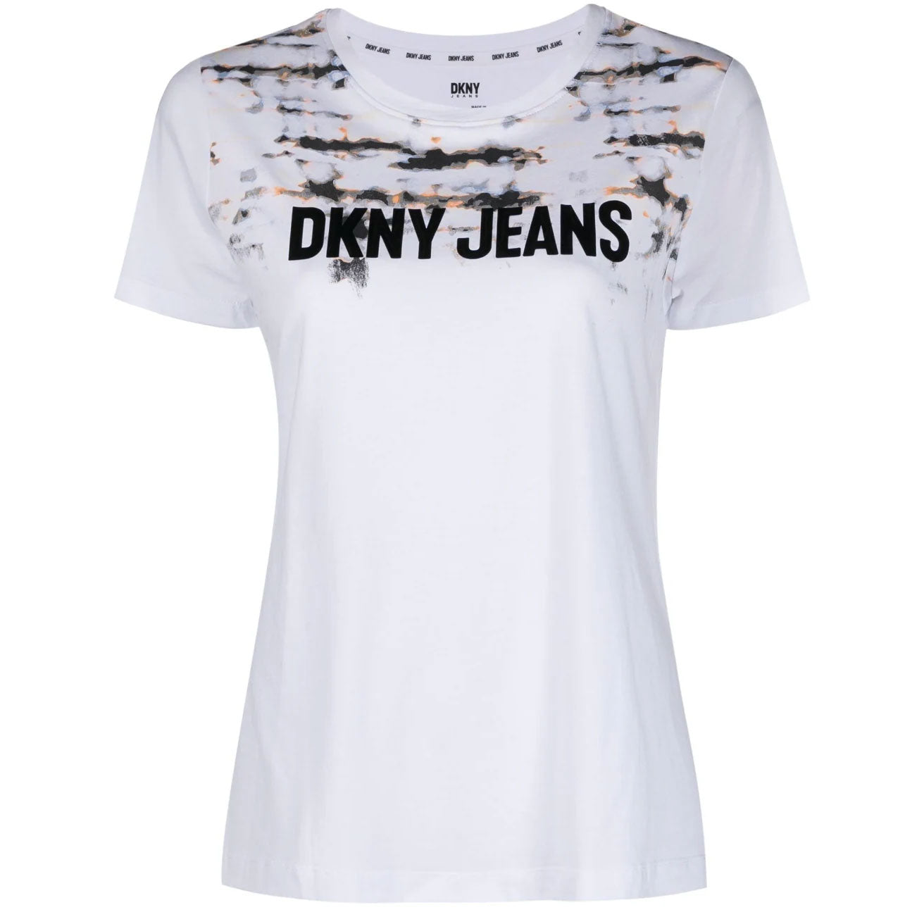 DKNY moteriški balti marškinėliai Tie dye logo tee