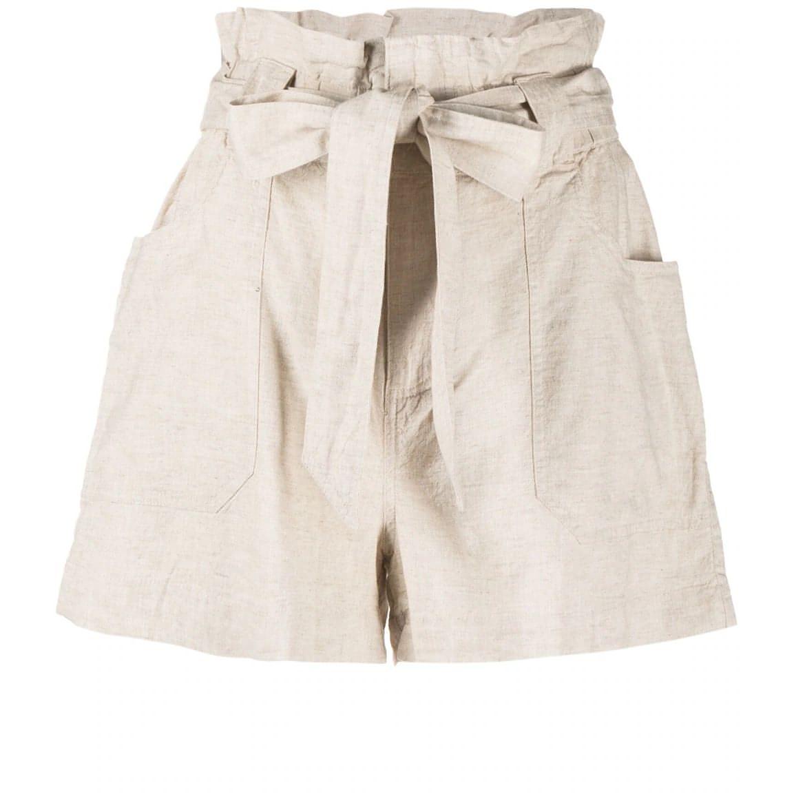 DKNY moteriški šviesūs šortai Paperbag waist linen shorts