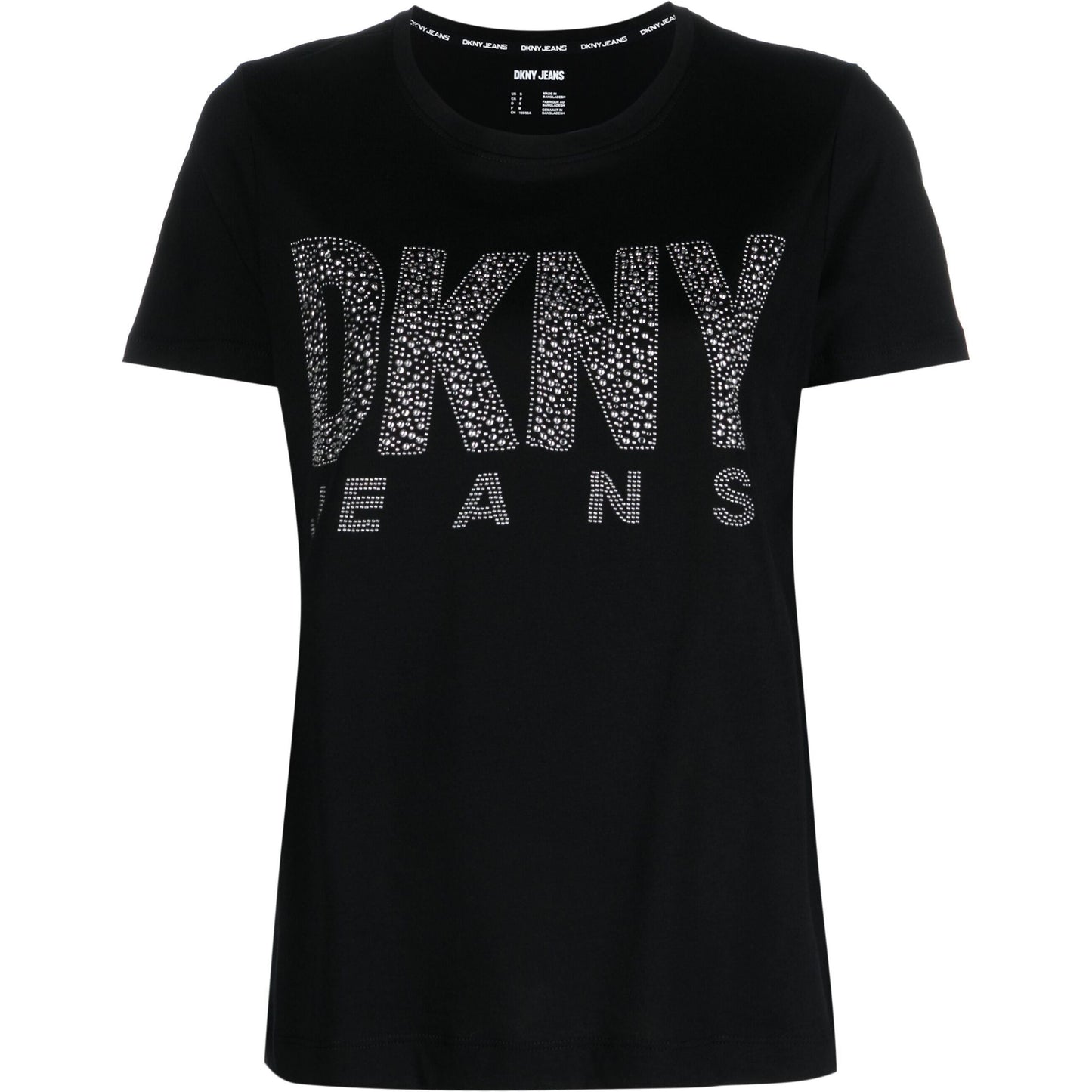 DKNY moteriški juodi marškinėliai S/s stud logo t shirt