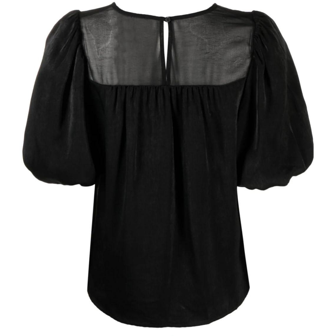 DKNY moteriška juoda palaidinė Mix media satin blouse