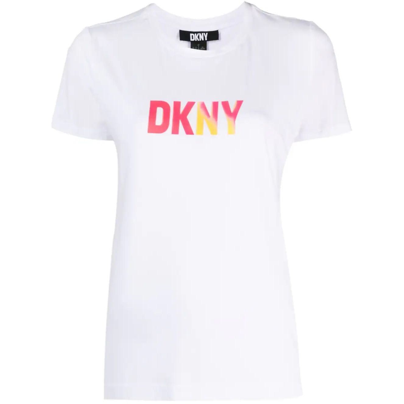 DKNY moteriški balti marškinėliai Reflective logo blouse