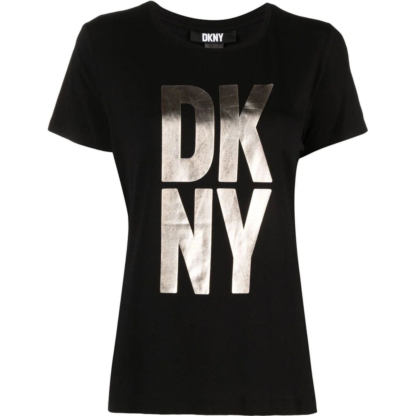 DKNY moteriški juodi marškinėliai S/s stack logo tee