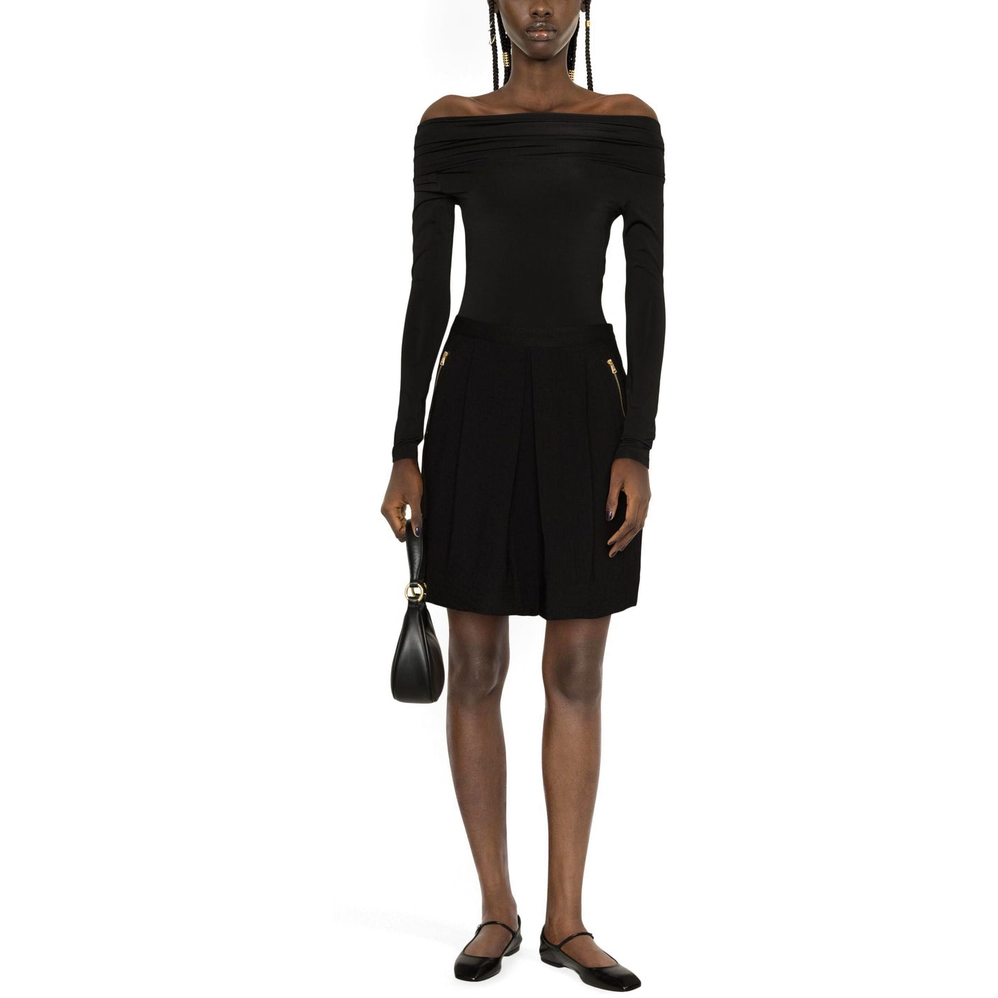 DKNY moteriškas juodas sijonas Crinkle dressing skirt