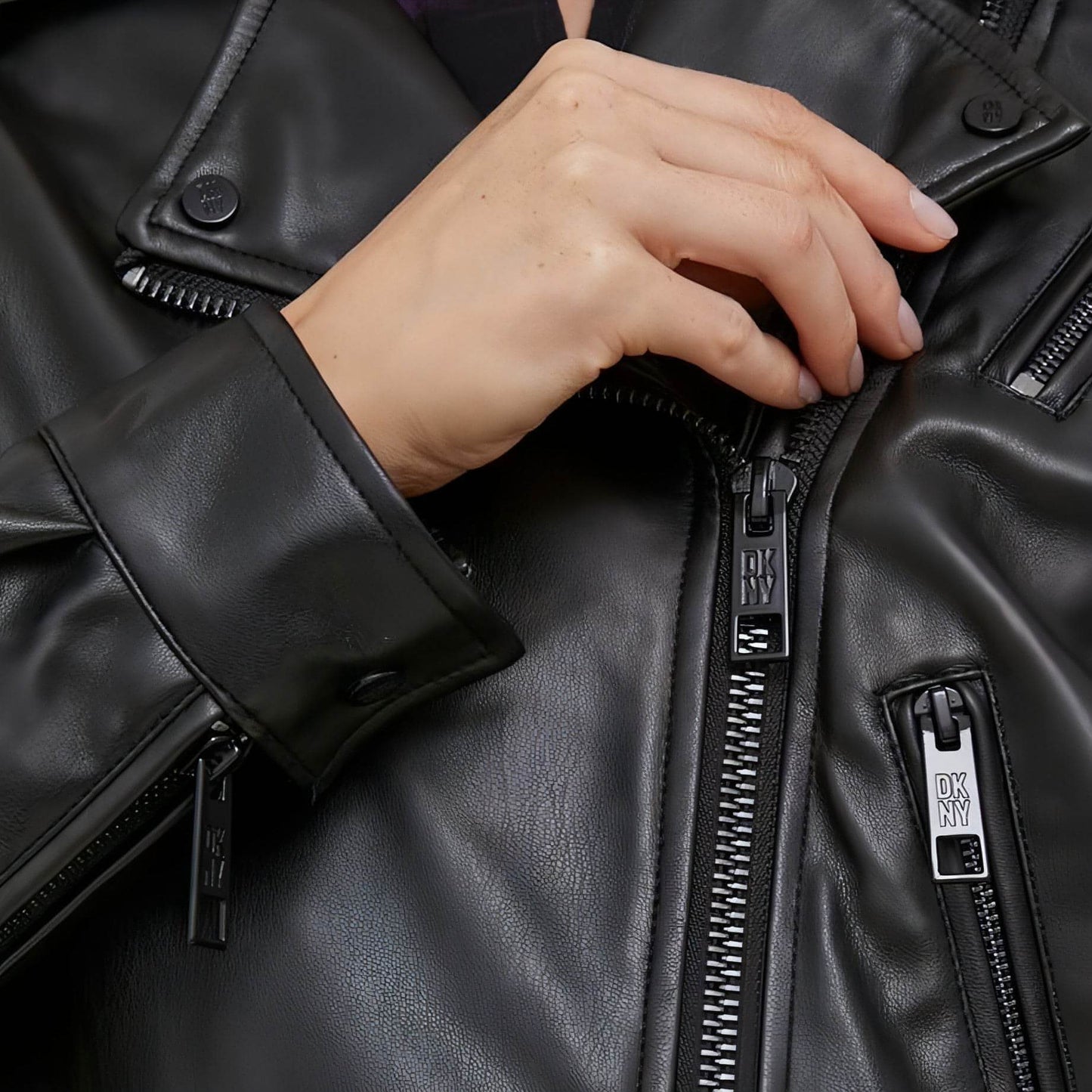 DKNY moteriška juoda švarkas L/s pu moto jacket