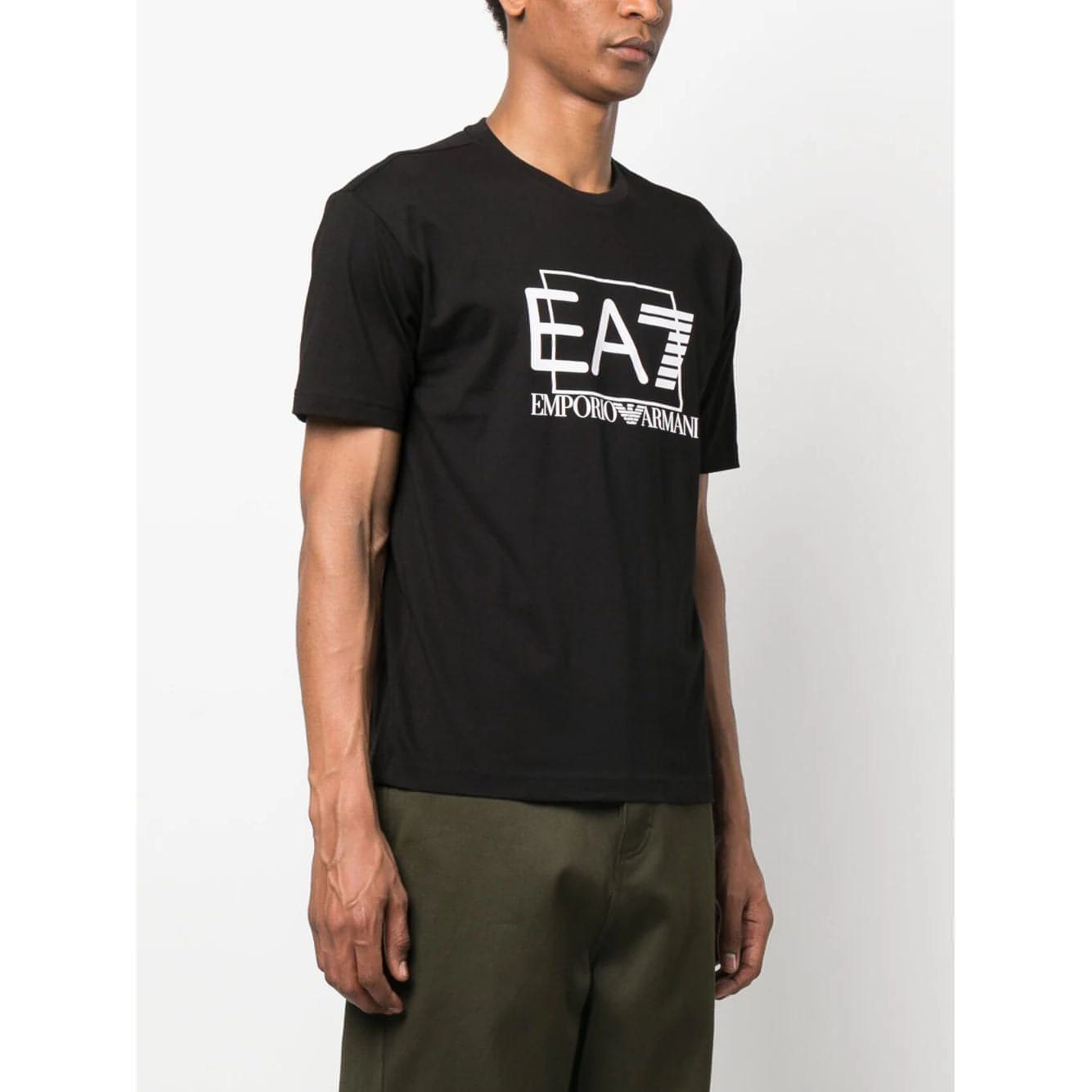 EA7 vyriški juodi marškinėliai trumpomis rankovėmis