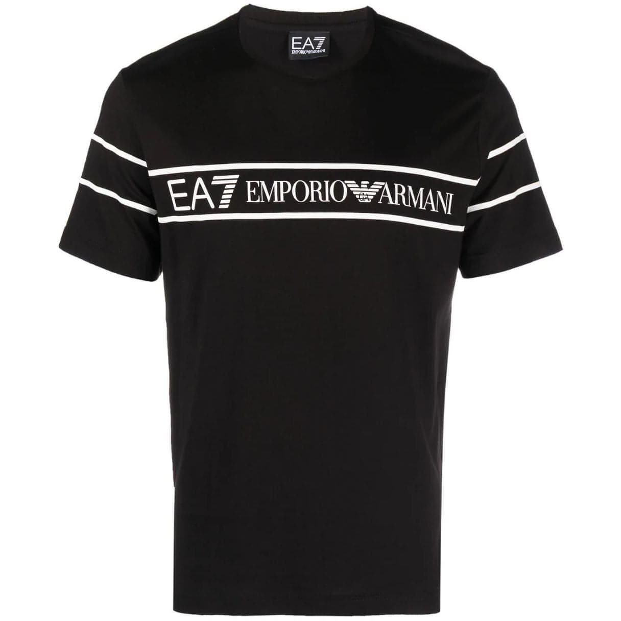 EA7 vyriški juodi marškinėliai trumpomis rankovėmis