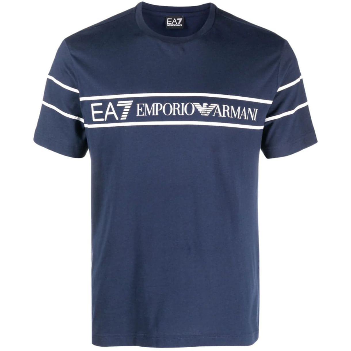 EA7 vyriški mėlyni marškinėliai trumpomis rankovėmis