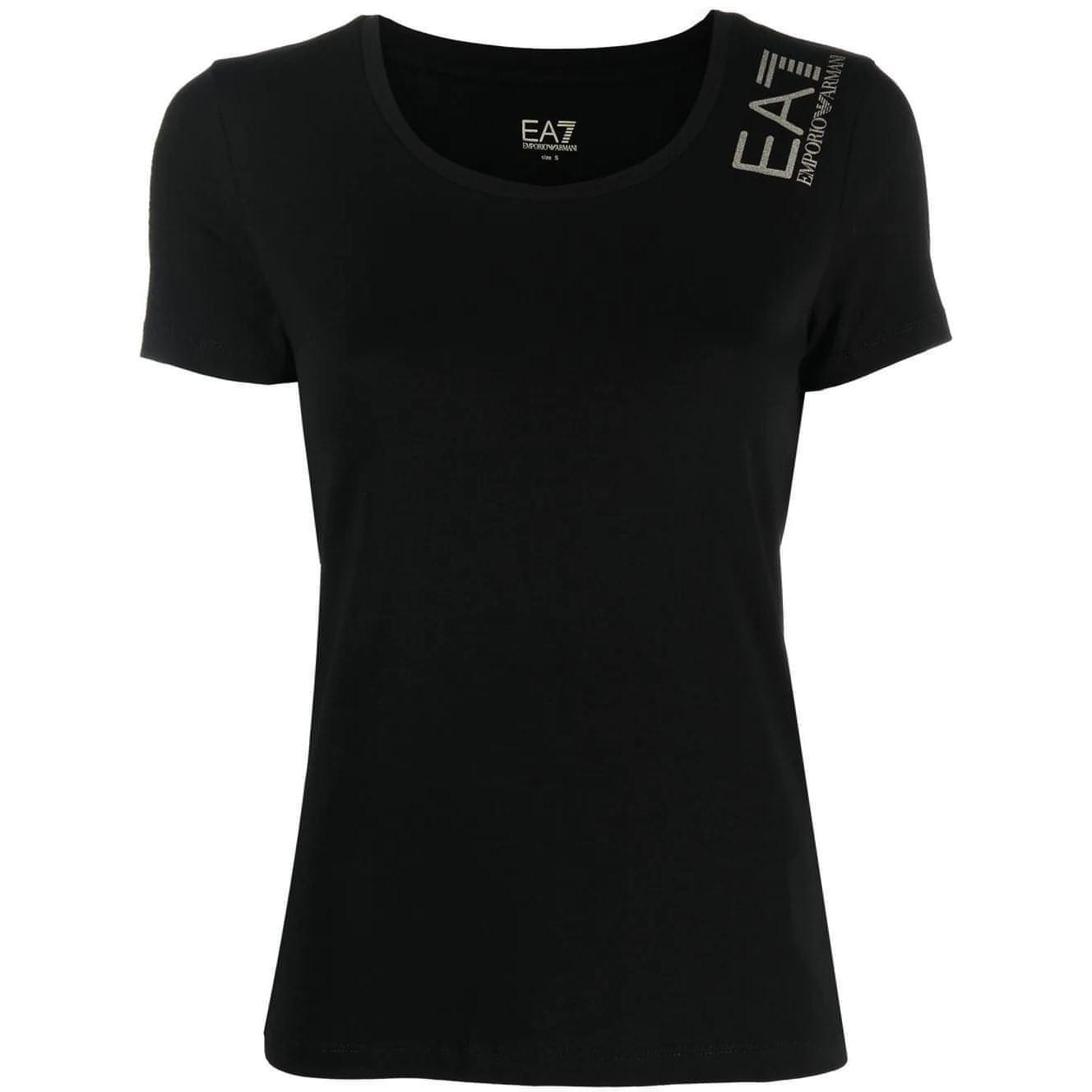 EA7 moteriški juodi marškinėliai