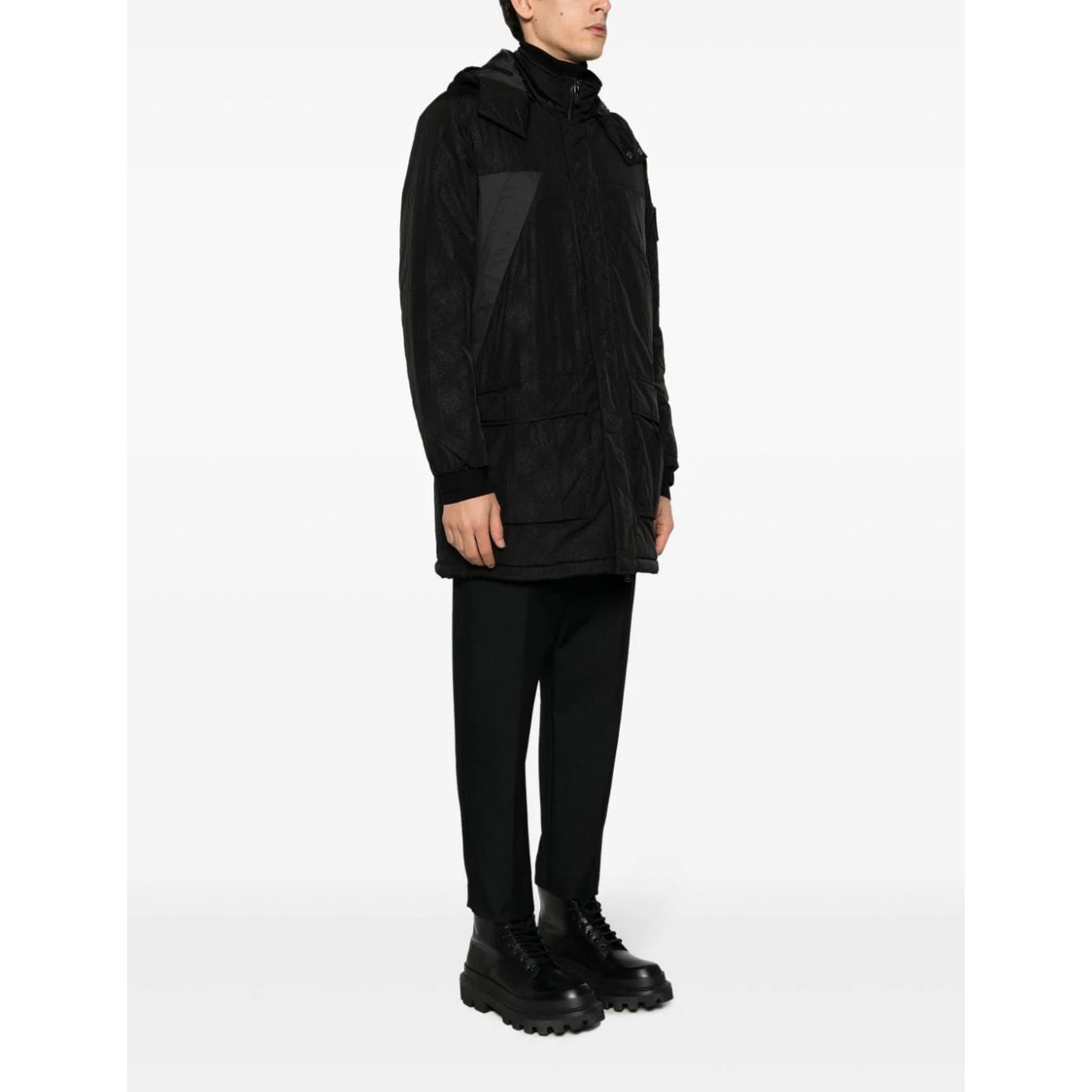 EA7 vyriškas juodas pūstas paltas Caban coat