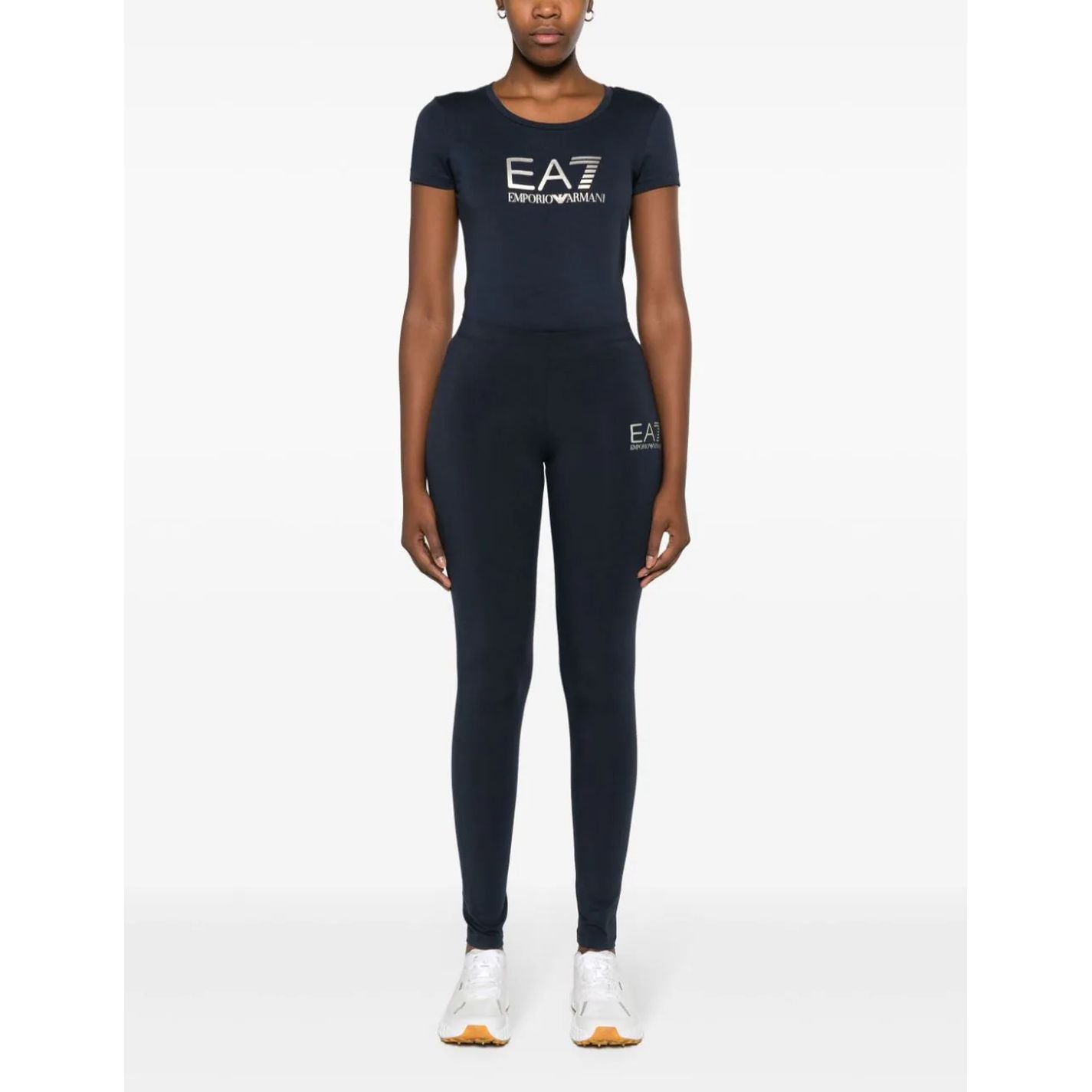 EA7 moteriški mėlyni marškinėliai trumpomis rankovėmis T-shirt