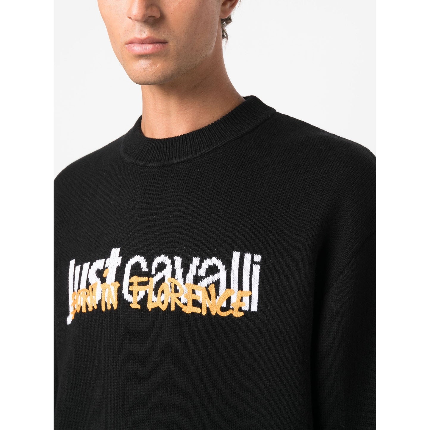 JUST CAVALLI vyriškas juodas megztinis Logo sweatshirt