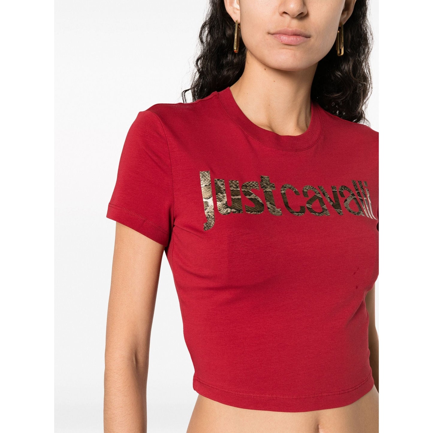 JUST CAVALLI moteriška raudona palaidinė be rankovių Logo t-shirt