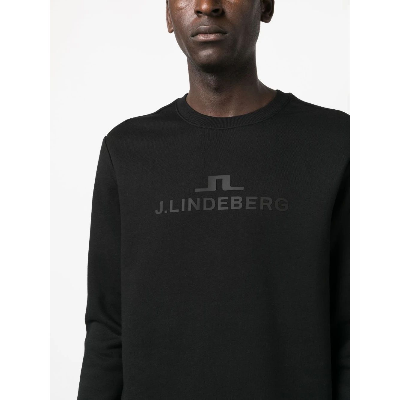 J.LINDEBERG vyriškas juodas megztinis Alpha crew neck