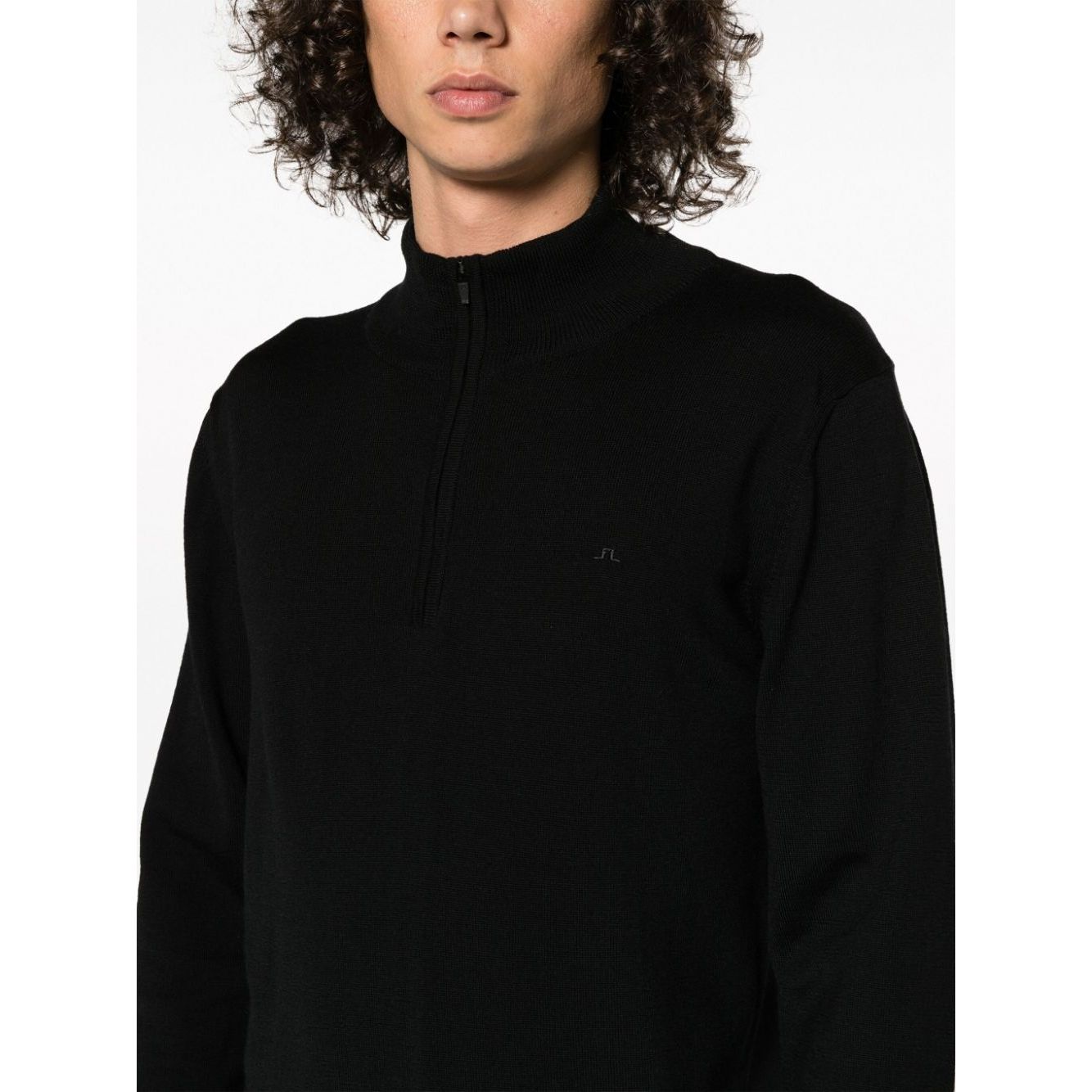 J.LINDEBERG vyriškas juodas megztinis Kiyan quarter zip sweater