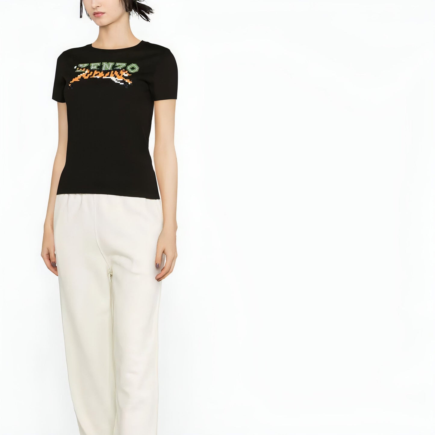 KENZO moteriški juodi marškinėliai Kenzo pixel classic t-shirt