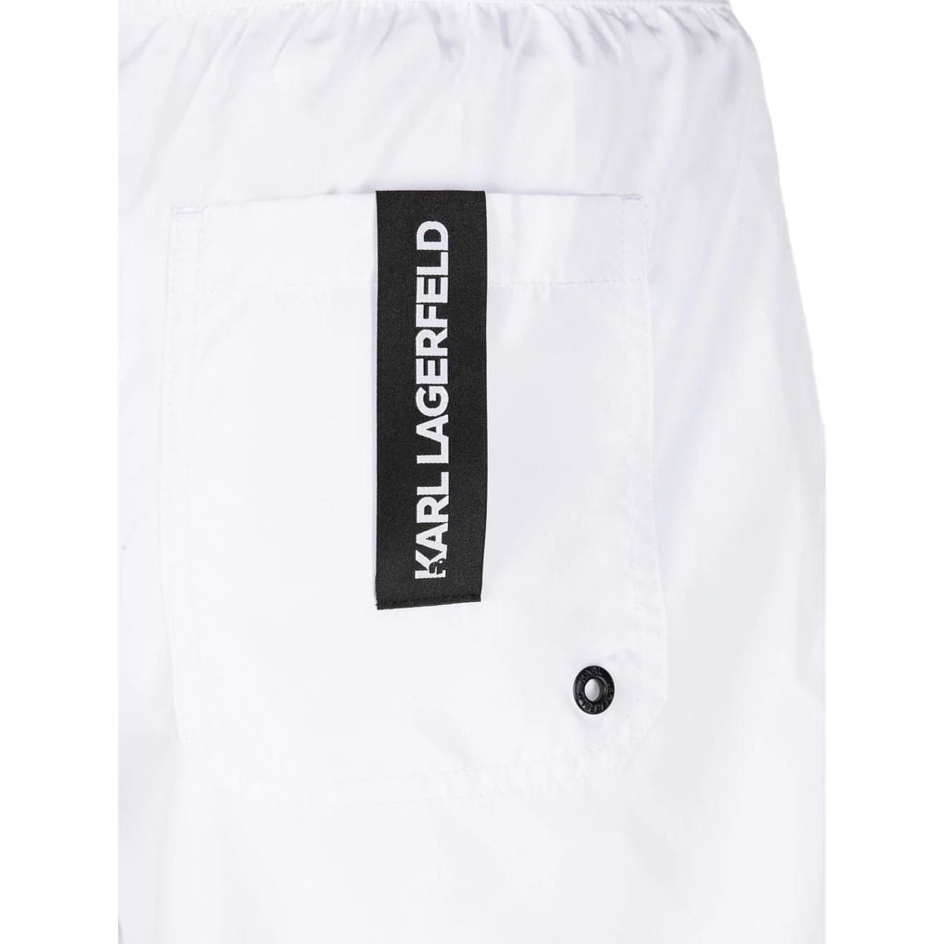 KARL LAGERFELD vyriški balti maudymosi šortai Karl logo short boardshorts