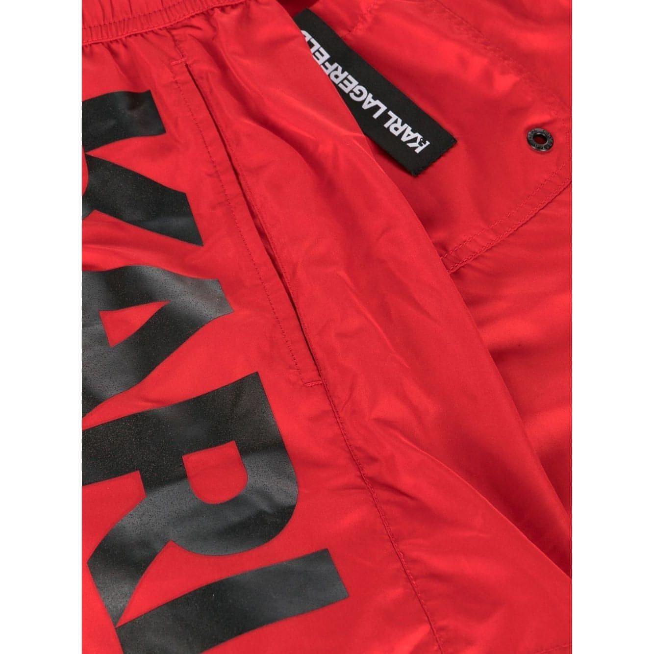 KARL LAGERFELD vyriški raudoni maudymosi šortai Karl logo short boardshorts