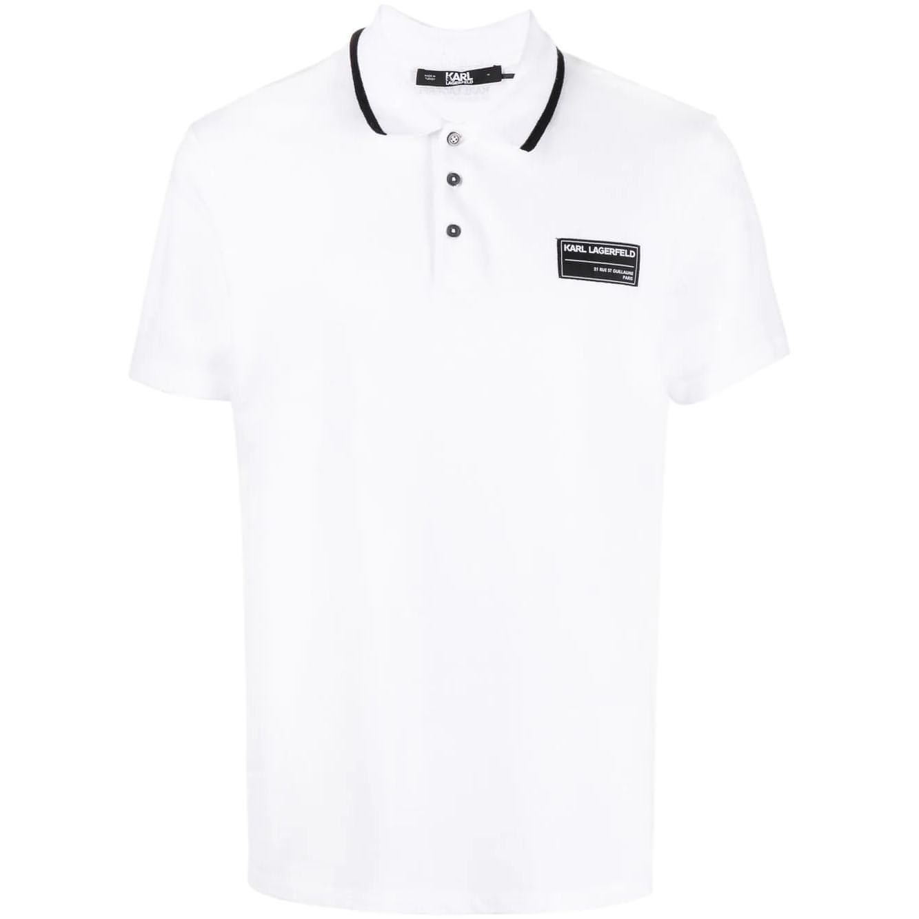 KARL LAGERFELD vyriški balti marškinėliai Polo w/ logo patch