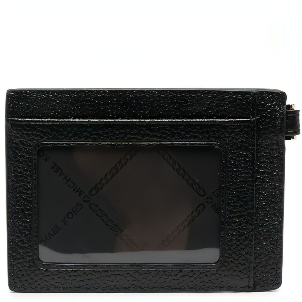 MICHAEL KORS moteriška juoda piniginė Small pebbled leather chain card case