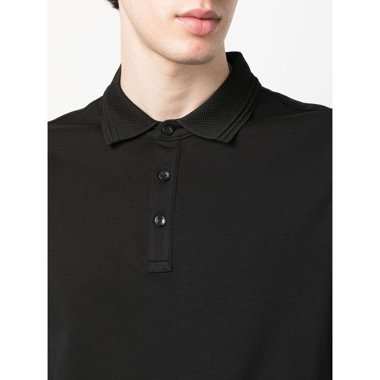 MICHAEL KORS vyriški juodi marškinėliai Long sleeve interlock polo