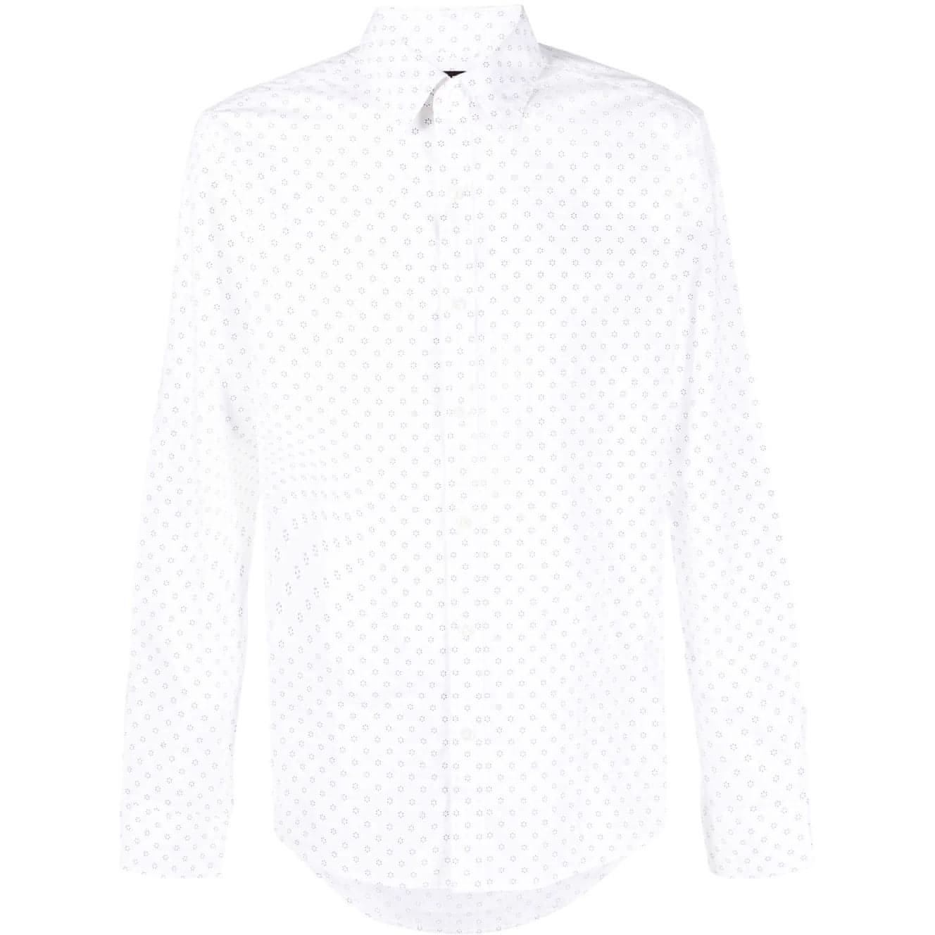 MICHAEL KORS vyriški balti marškiniai Long sleeve slim daisy shirt